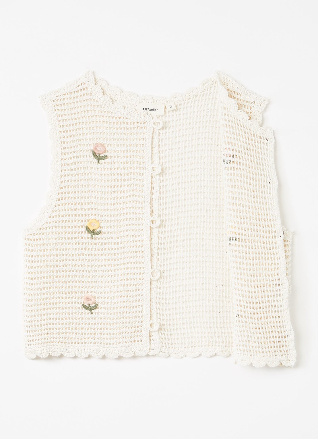 Lil 'Atelier NMFFlora grofgebreid vest - detail 2 gebroken wit