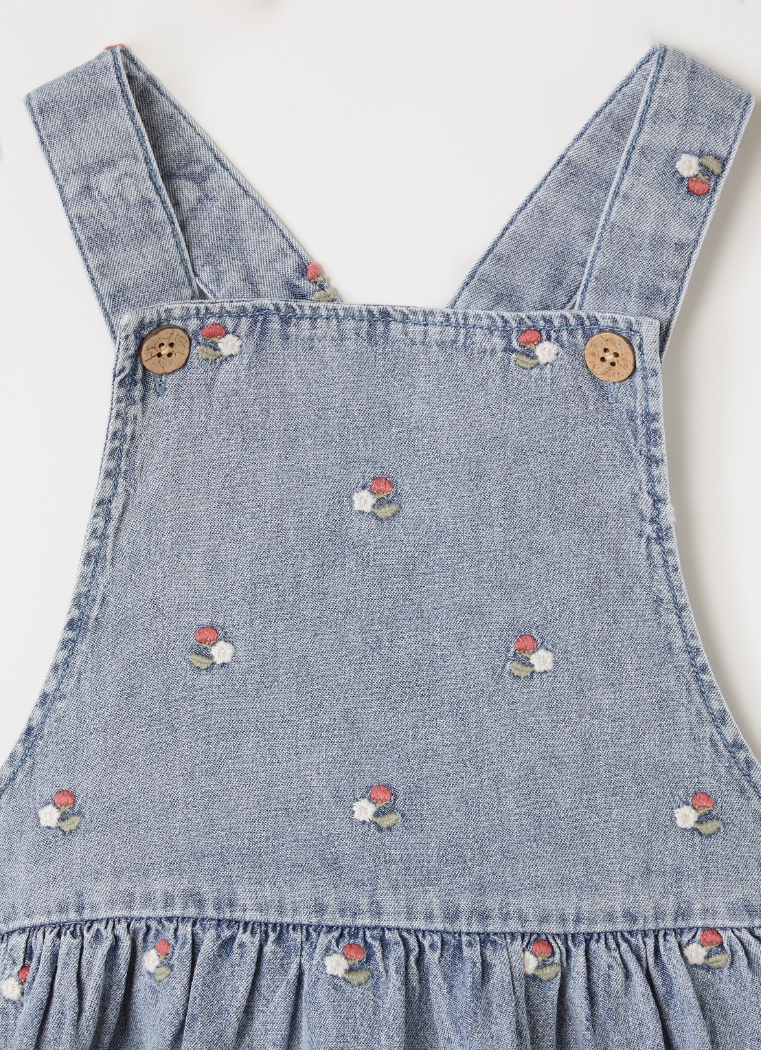 Lil 'Atelier NMFFunda denim jurk met bloemborduring - detail 3 indigo