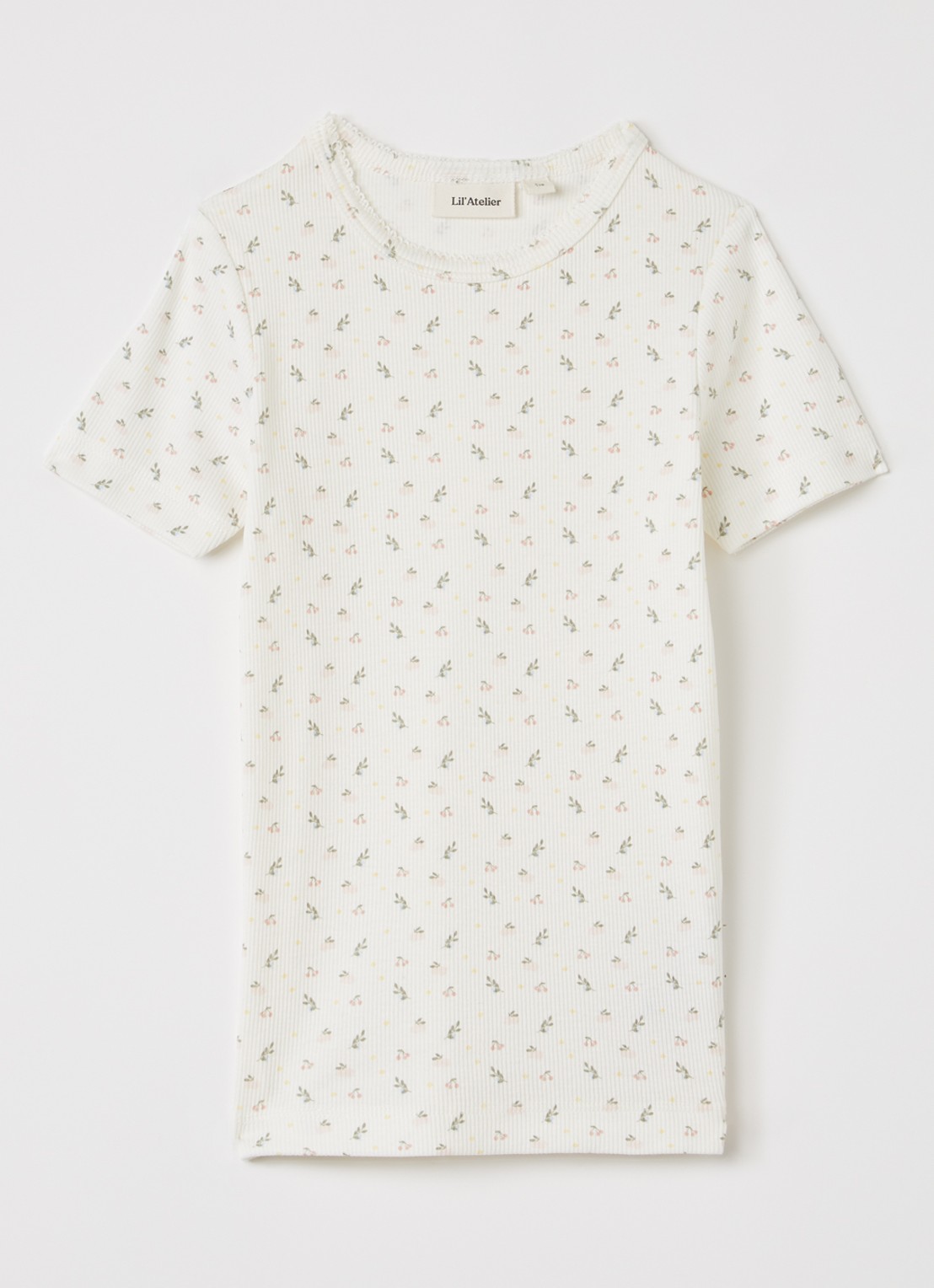 Lil 'Atelier NMFGago T-shirt met bloemenprint - voorkant 2 gebroken wit
