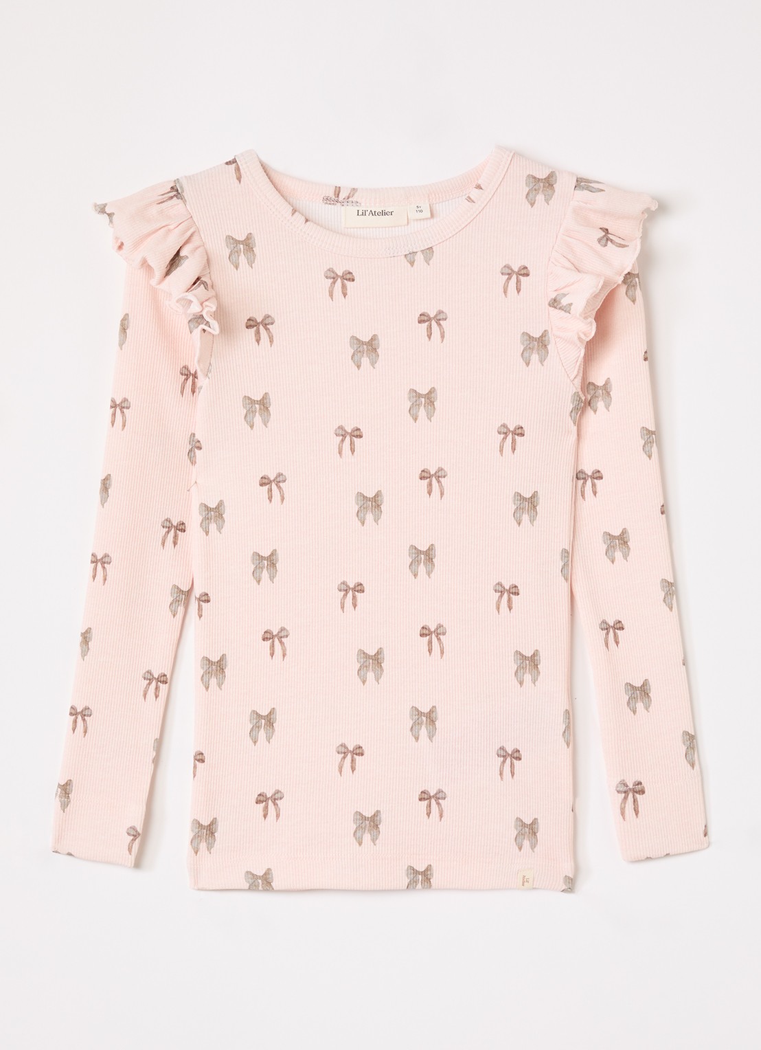 Lil 'Atelier NMFGavo longsleeve met ruches - voorkant lichtroze