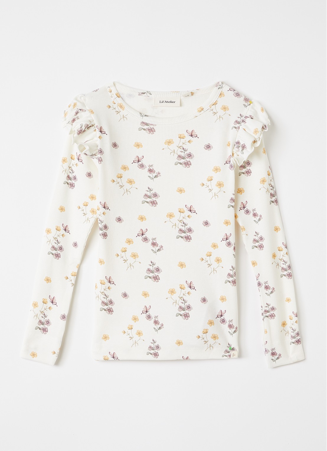 Lil 'Atelier NMFGavo top met bloemenprint - voorkant 2 gebroken wit