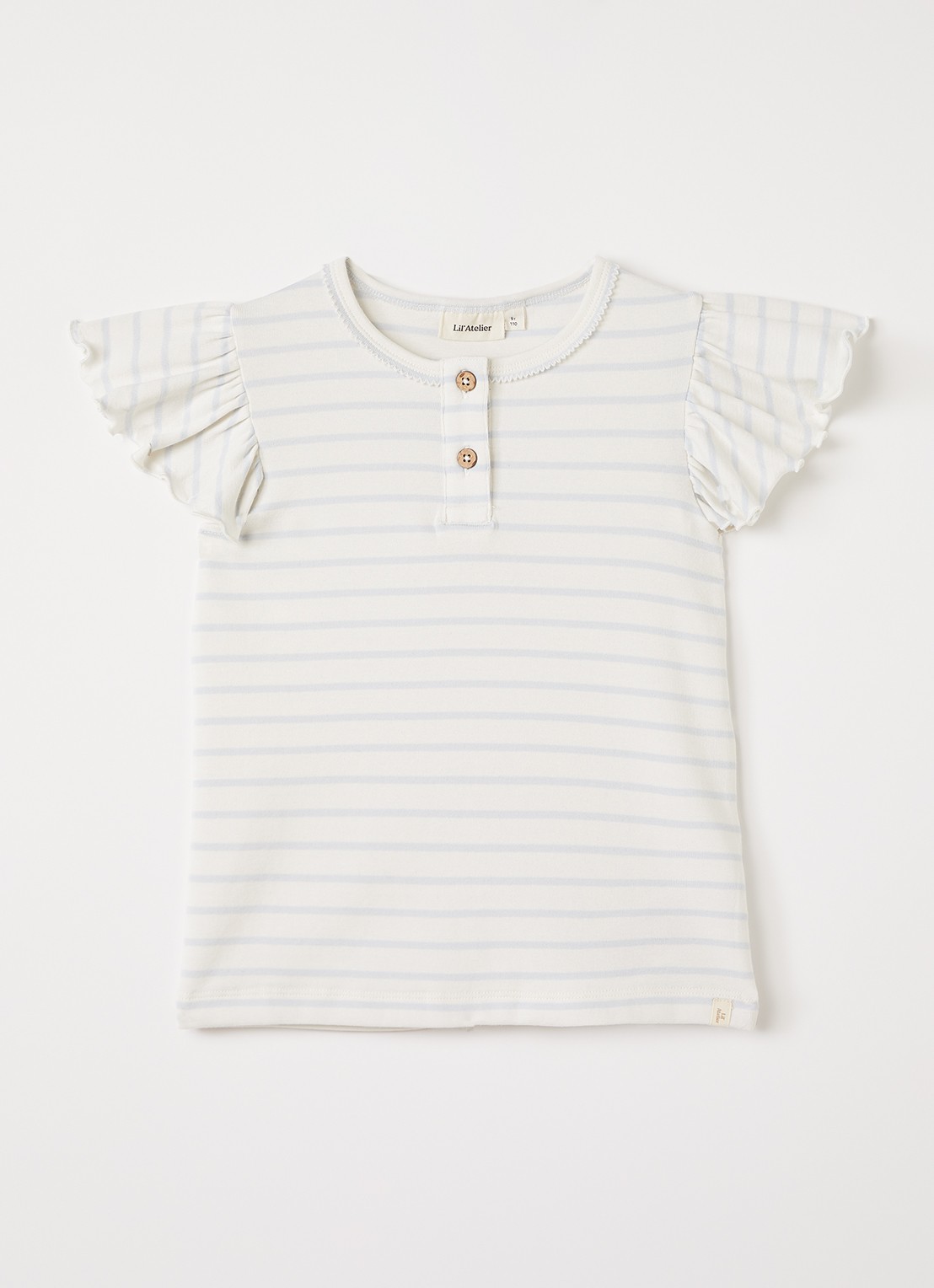 Lil 'Atelier NMFGeo T-shirt met streepprint - voorkant ivoor