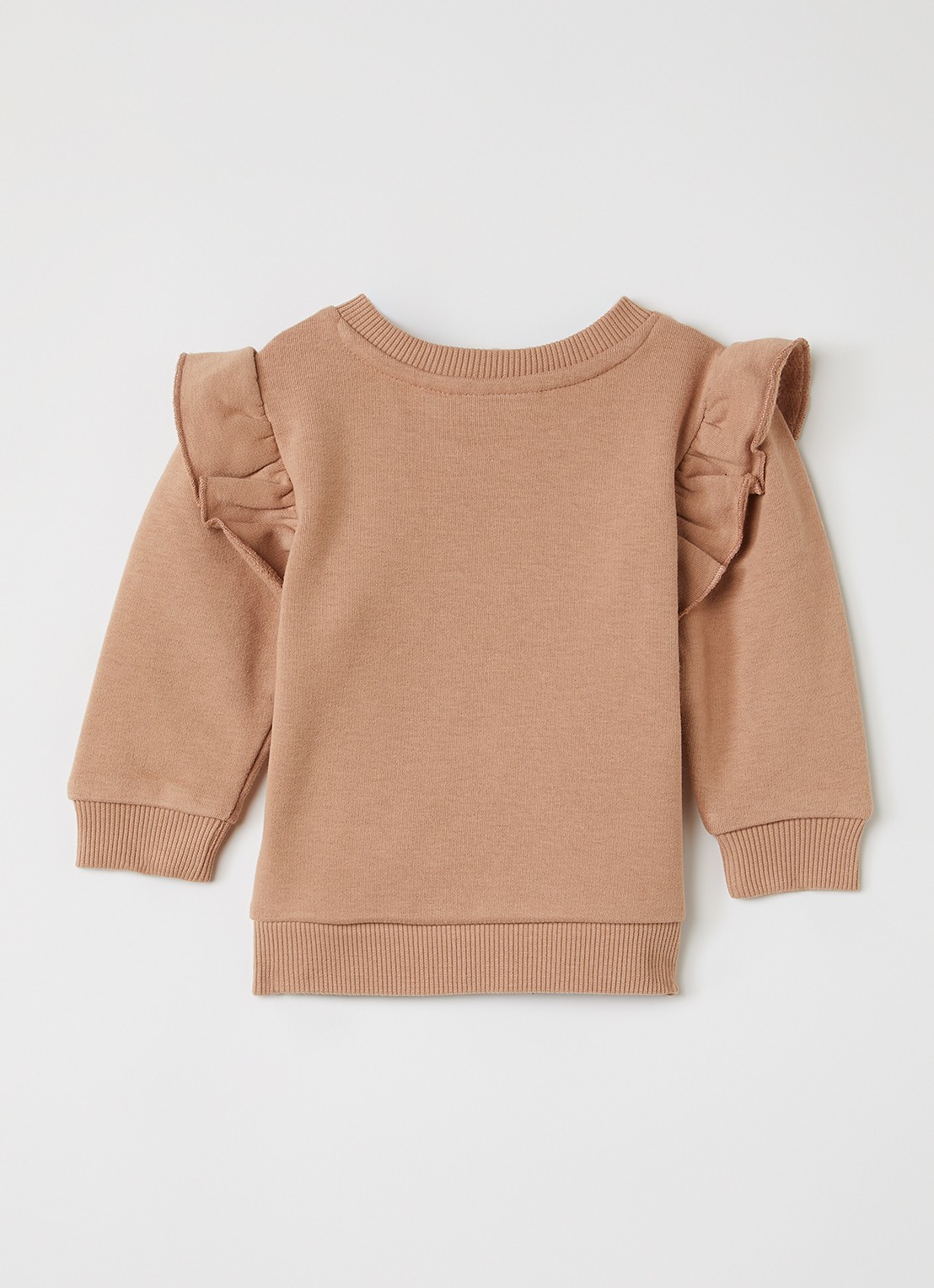 Lil 'Atelier NMFIlondon sweater met ruches - voorkant 3 zalmroze