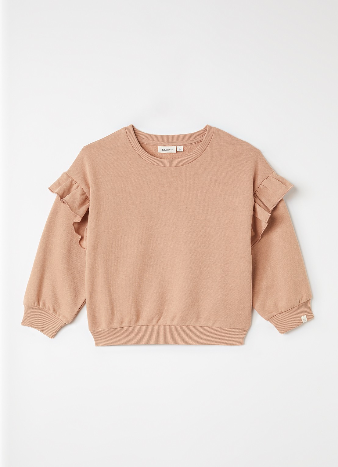 Lil 'Atelier NMFIlondon sweater met ruches - voorkant 2 zalmroze