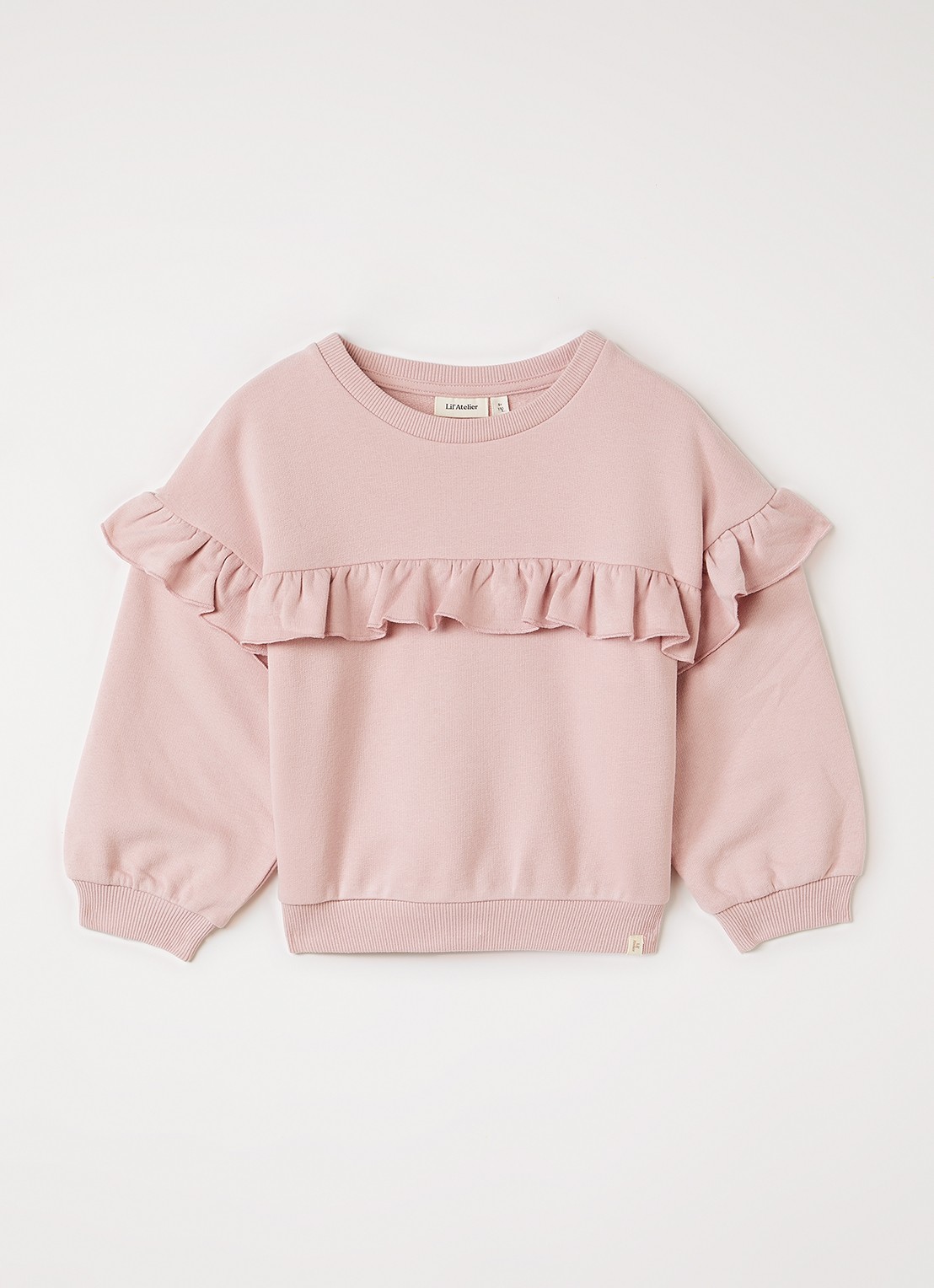 Lil 'Atelier NMFILondon sweater met volant - voorkant 2 roze