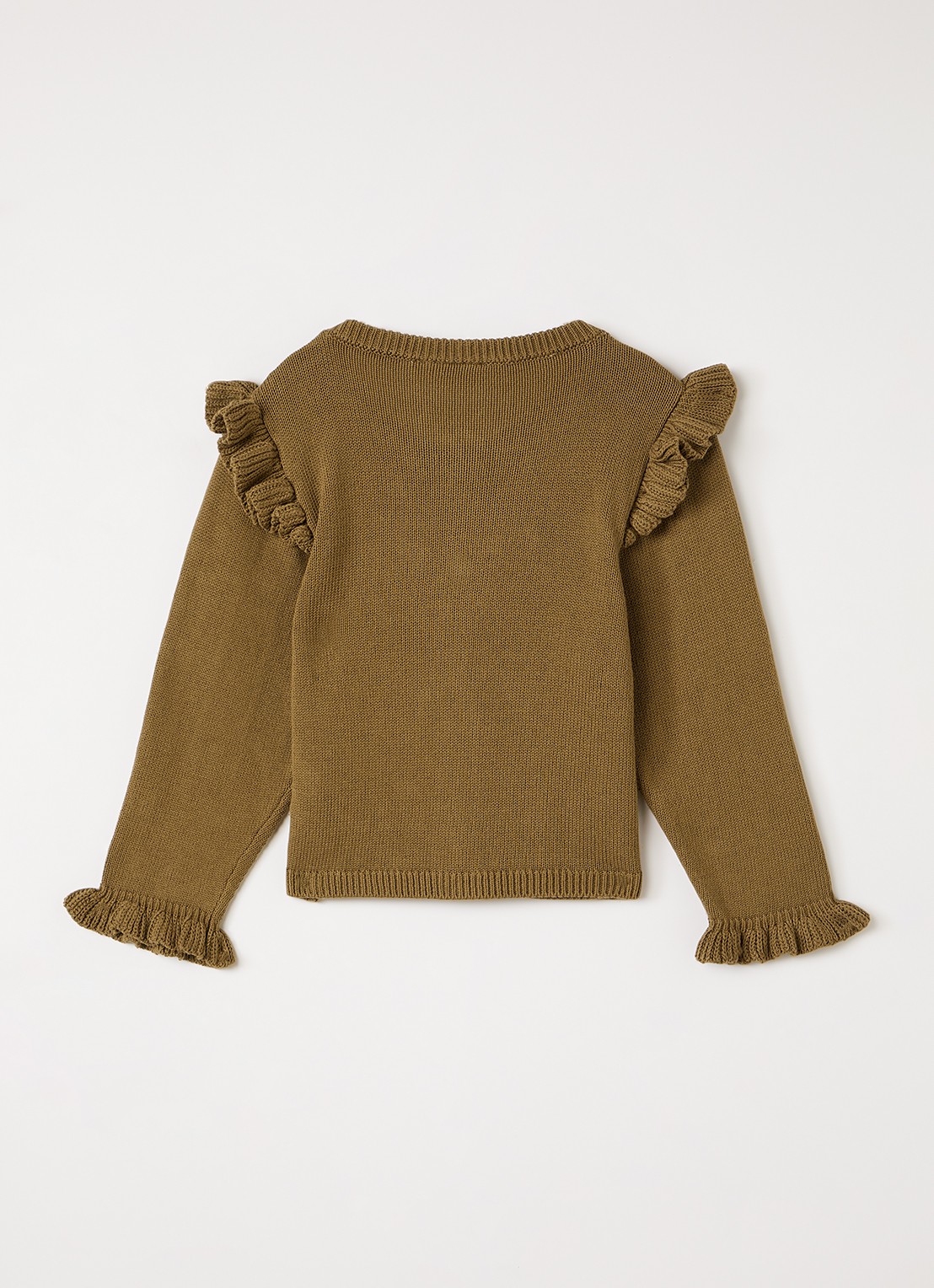 Lil 'Atelier NMFKopa grofgebreid vest met volant - achterkant 3 mosgroen