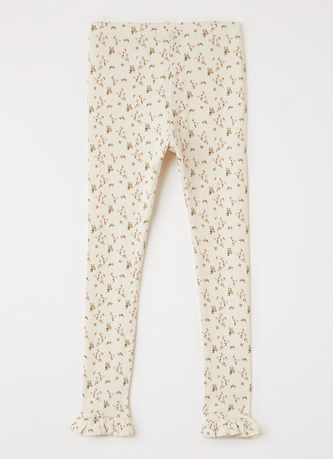 Lil 'Atelier NMFLago legging met bloemenprint - voorkant 3 gebroken wit