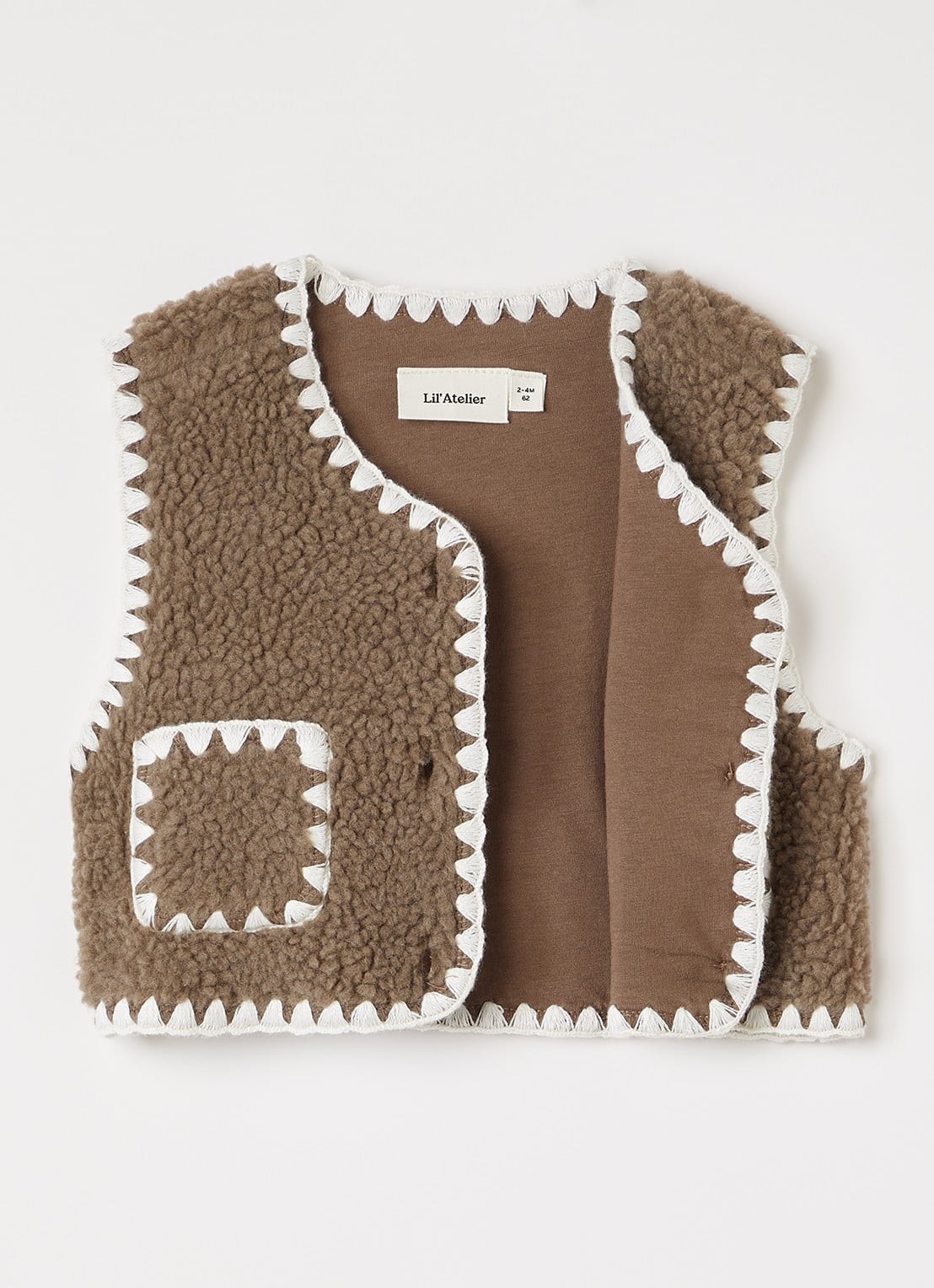 Lil 'Atelier NMFLayo bodywarmer van teddy - detail 3 lichtbruin
