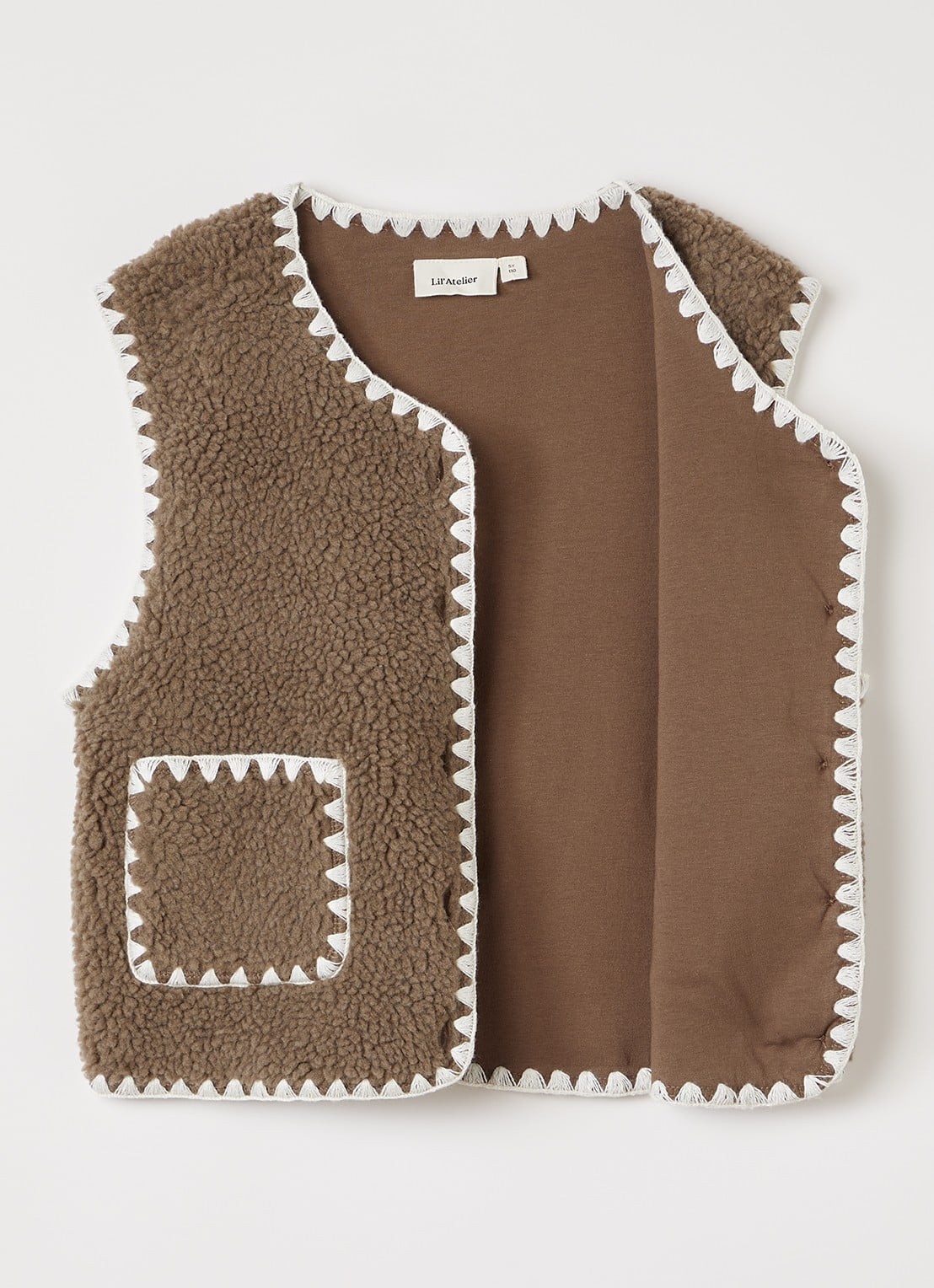 Lil 'Atelier NMFLayo bodywarmer van teddy - detail 2 lichtbruin