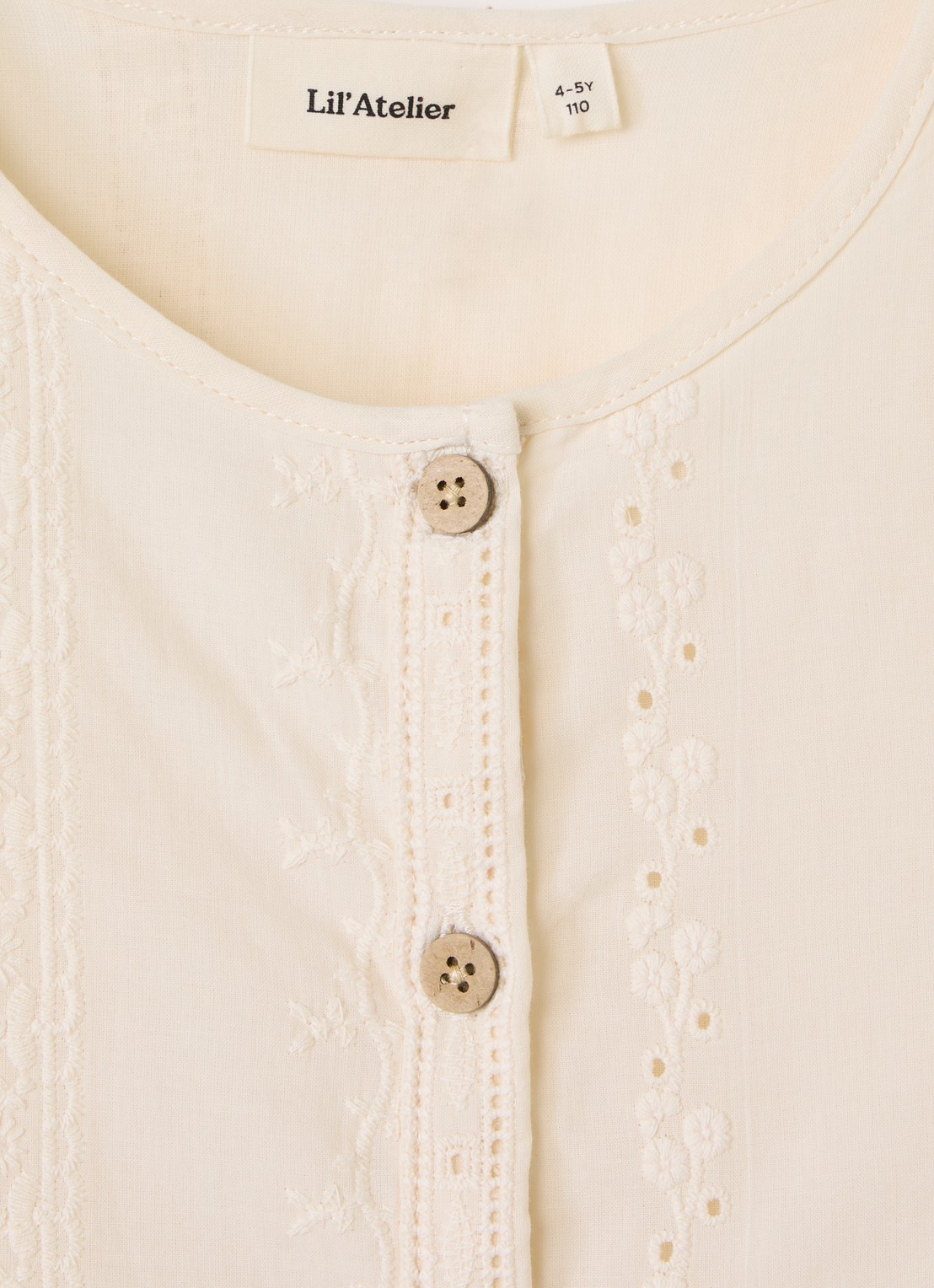 Lil 'Atelier NMFLoba tuniekjurk met borduring - detail gebroken wit