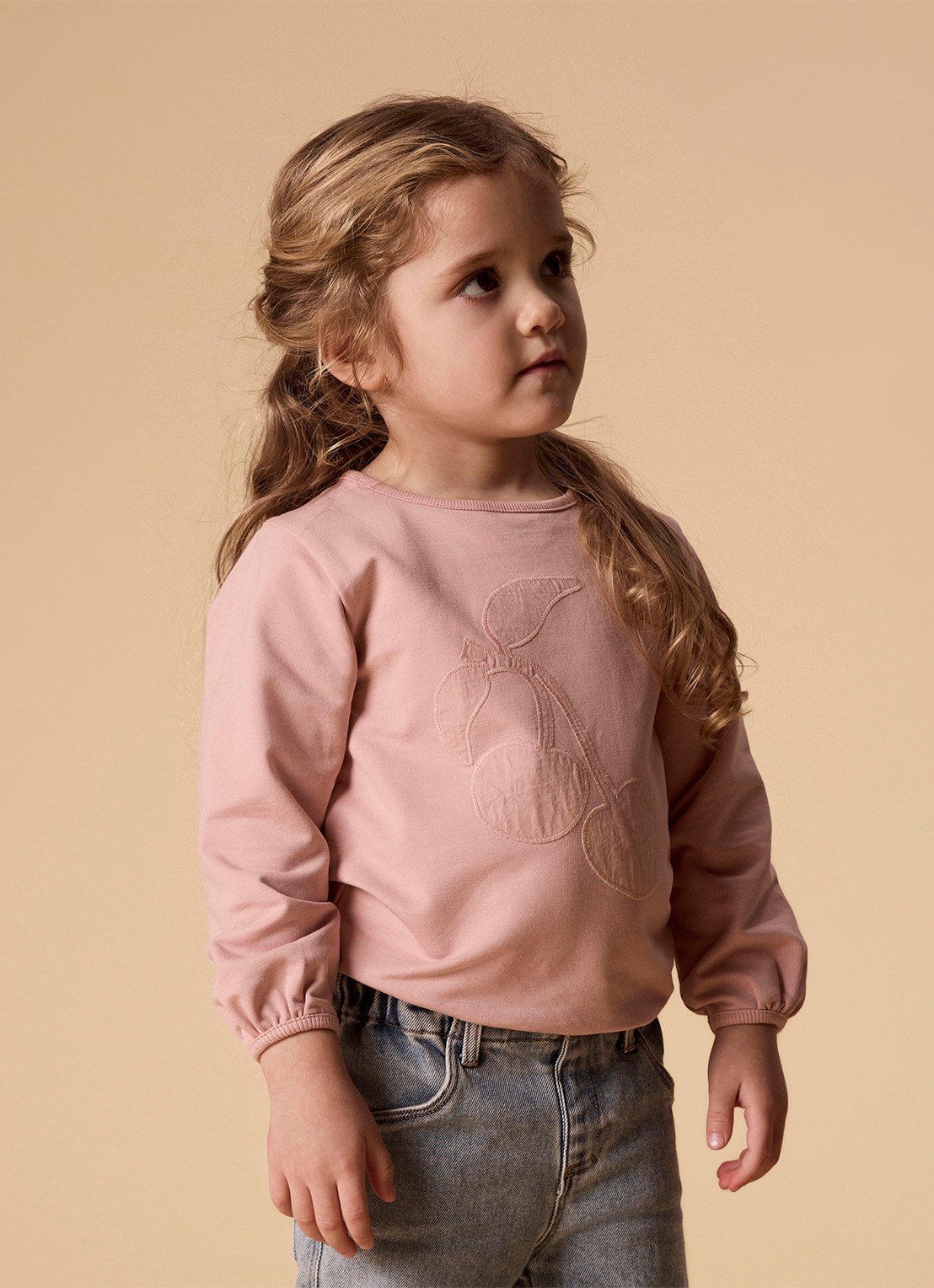Lil 'Atelier NMFOmads sweater met borduring - voorkant 3 oudroze