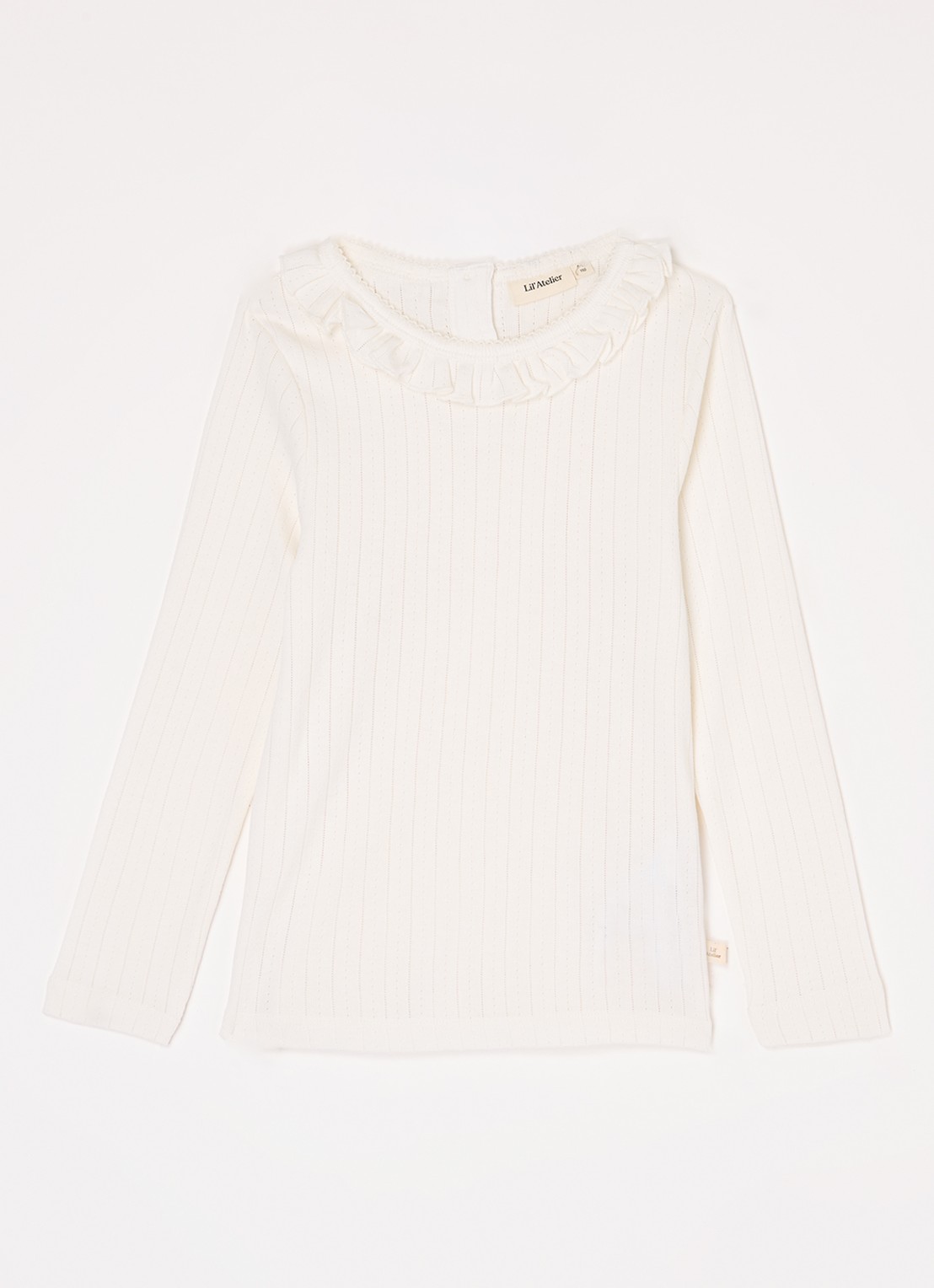 Lil 'Atelier NMFRachel top in  katoenblend - voorkant 2 gebroken wit