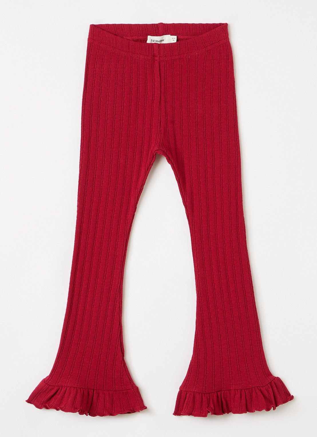 Lil 'Atelier NMFRita flared fit legging met ribstructuur - voorkant 2 rood