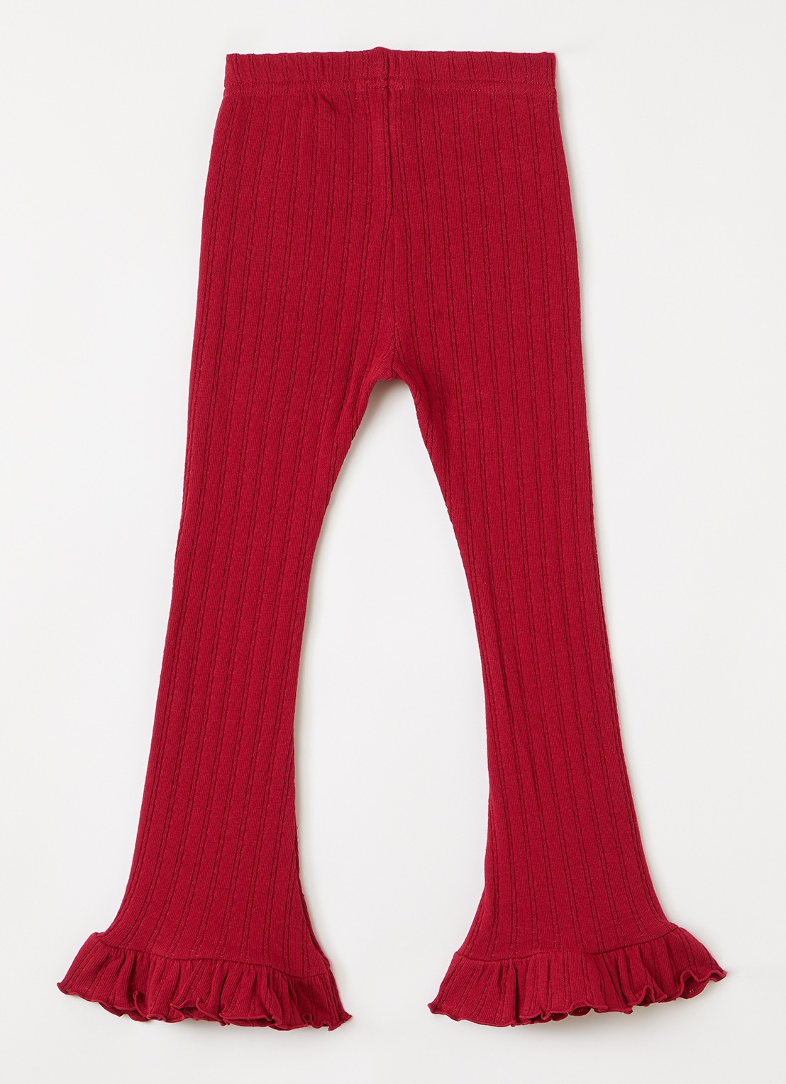 Lil 'Atelier NMFRita flared fit legging met ribstructuur - voorkant 3 rood
