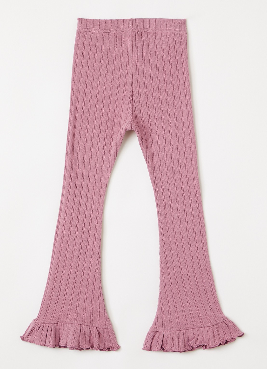 Lil 'Atelier NMFRita flared fit legging met ribstructuur - voorkant 2 oudroze