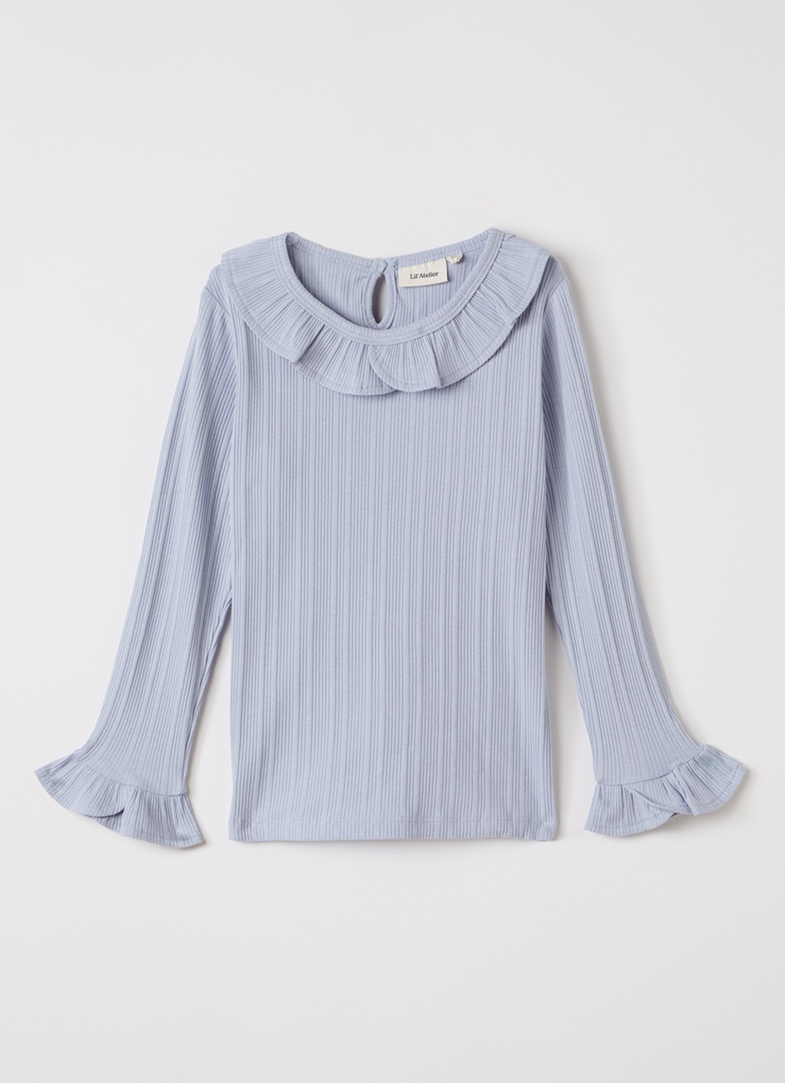 Lil 'Atelier NMFTansy longsleeve met ribstructuur - voorkant 2 lichtblauw