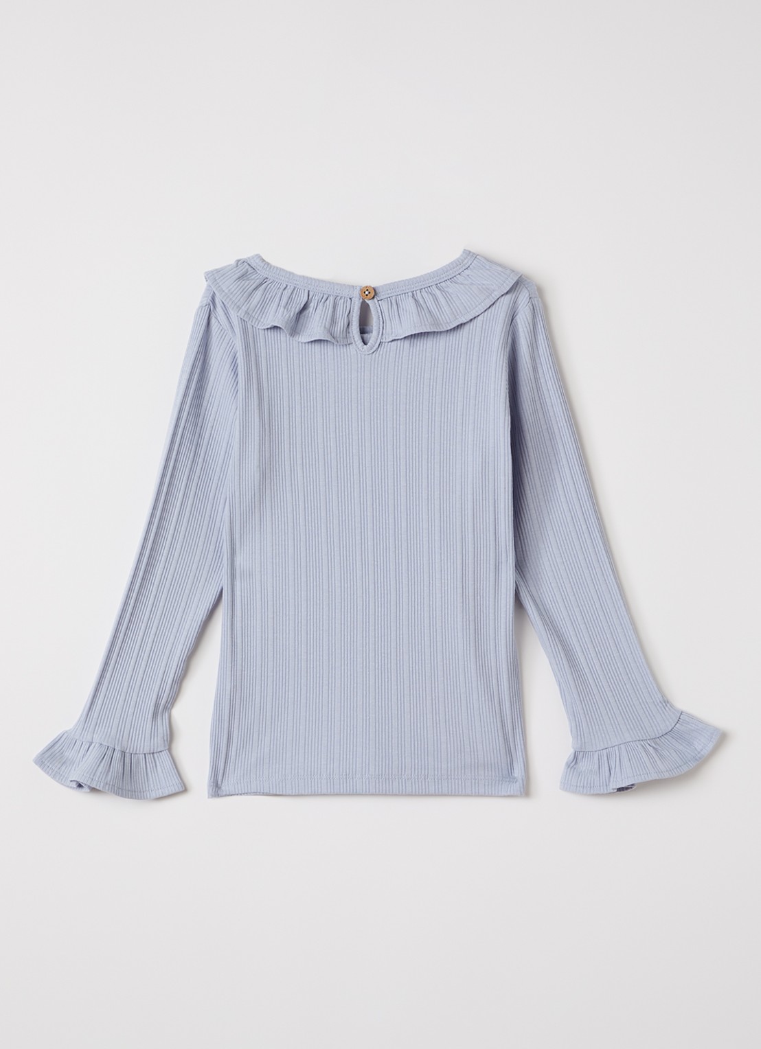 Lil 'Atelier NMFTansy longsleeve met ribstructuur - voorkant 3 lichtblauw