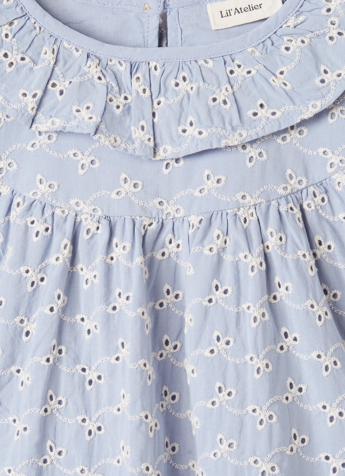Lil 'Atelier NMFTessie tuniek met bloemborduring - detail 3 lichtblauw