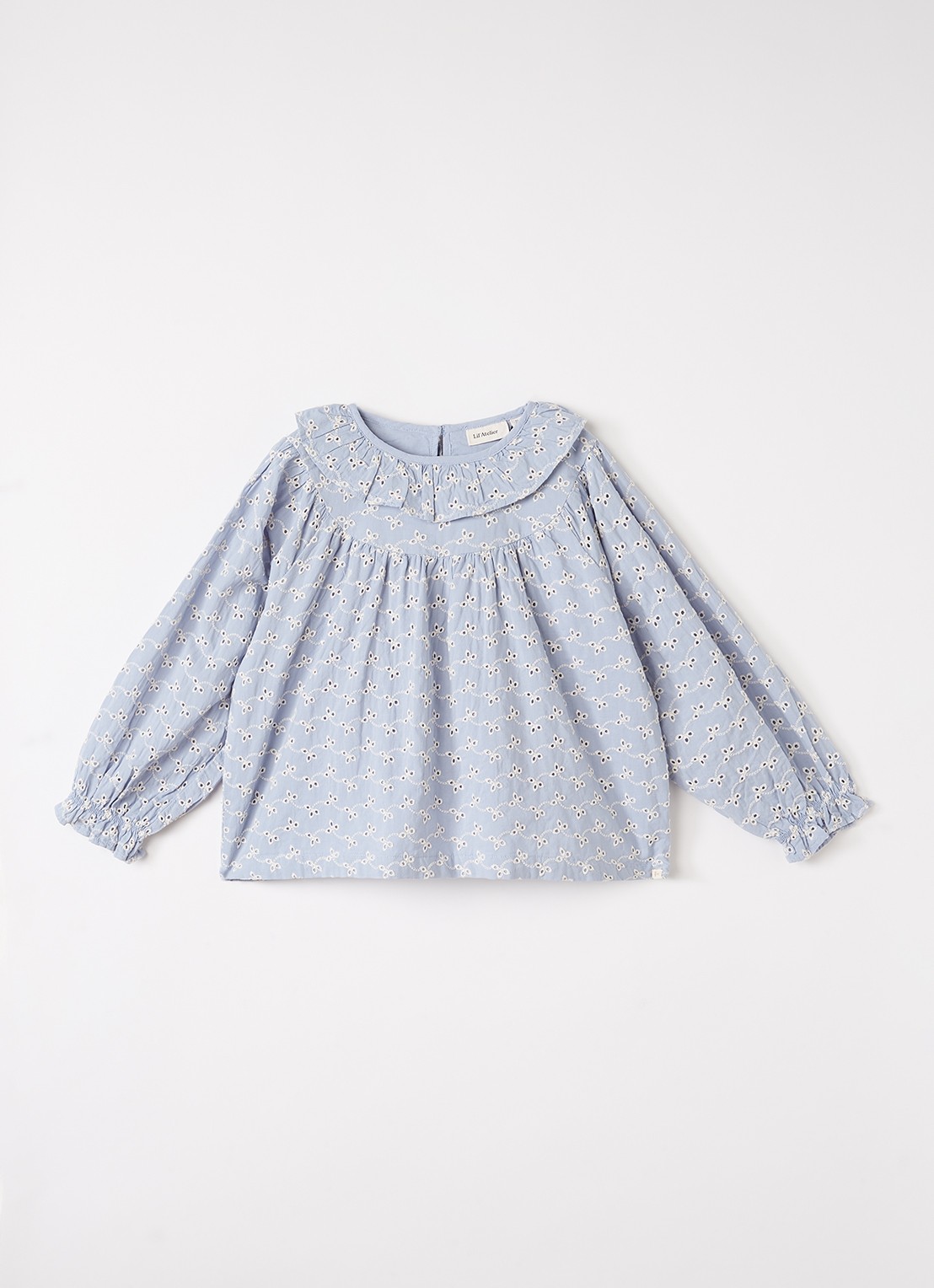 Lil 'Atelier NMFTessie tuniek met bloemborduring - voorkant lichtblauw