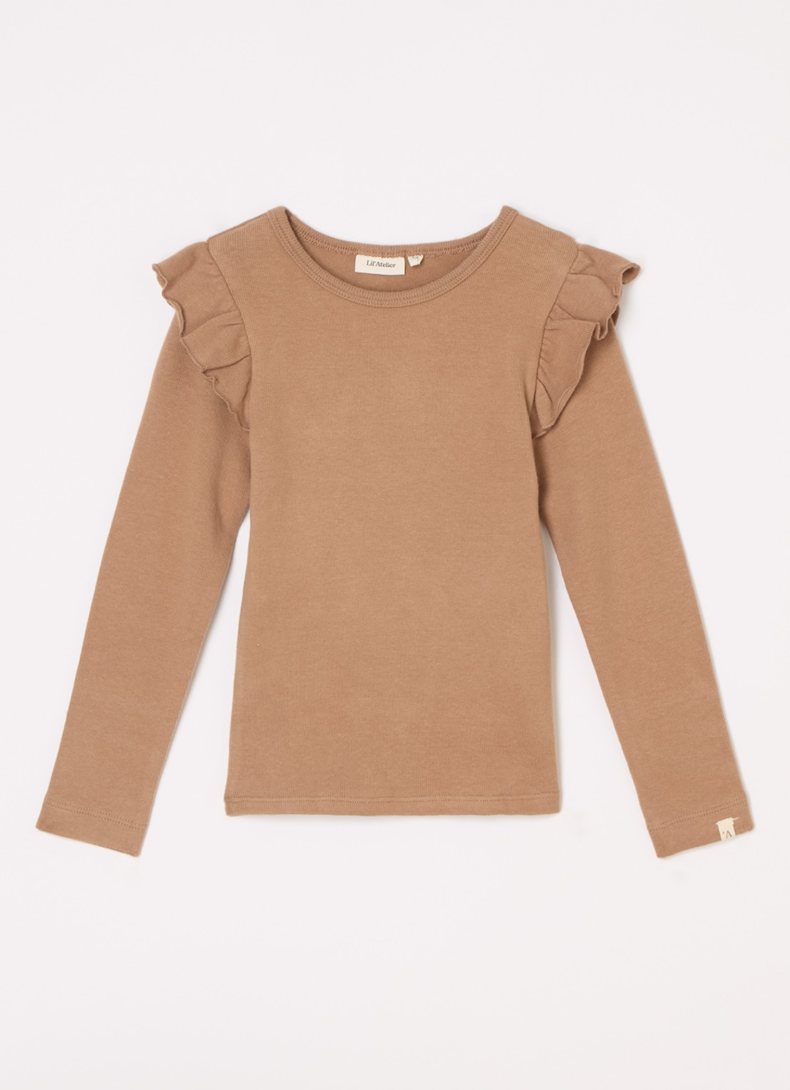 Lil 'Atelier NMFThoro fijngebreide pullover - voorkant lichtbruin