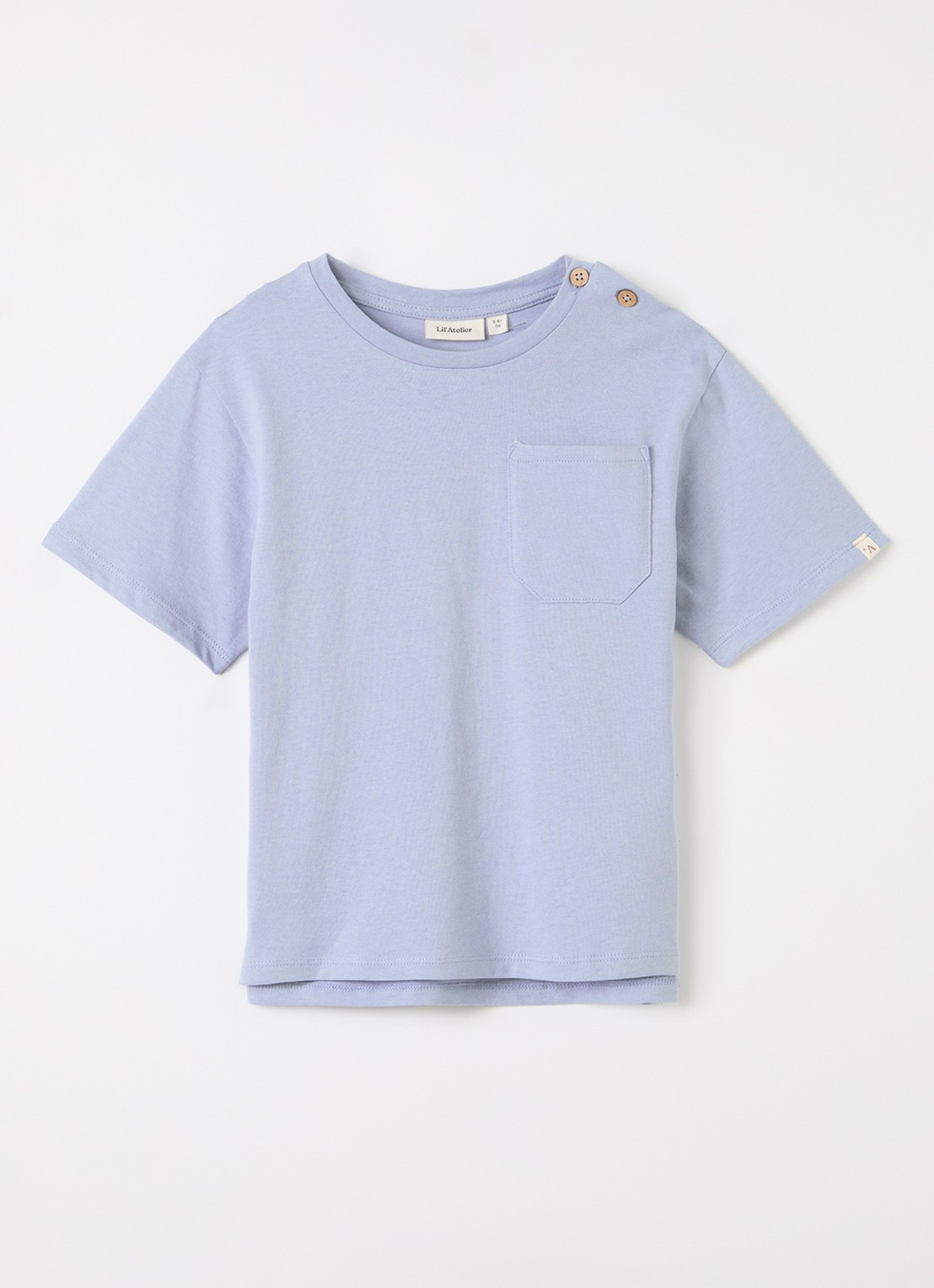 Lil 'Atelier NMMDolan T-shirt met borstzak - voorkant staalblauw