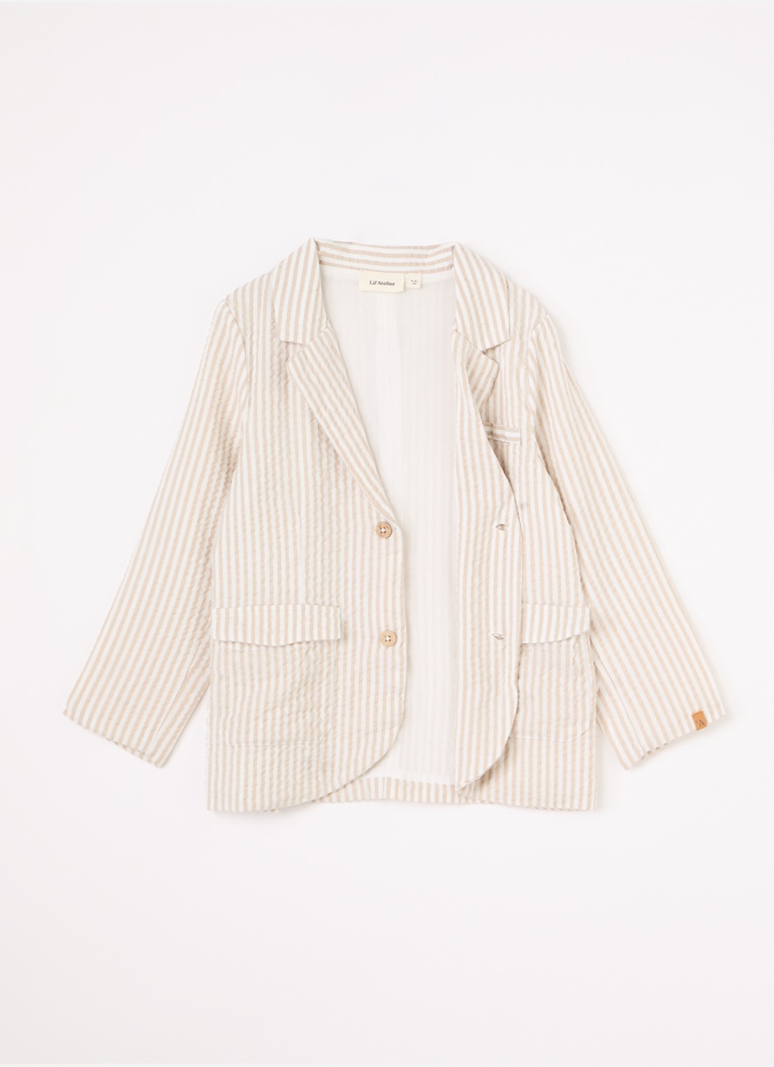 Lil 'Atelier NMMFausto blazer met streepprint - voorkant 2 gebroken wit