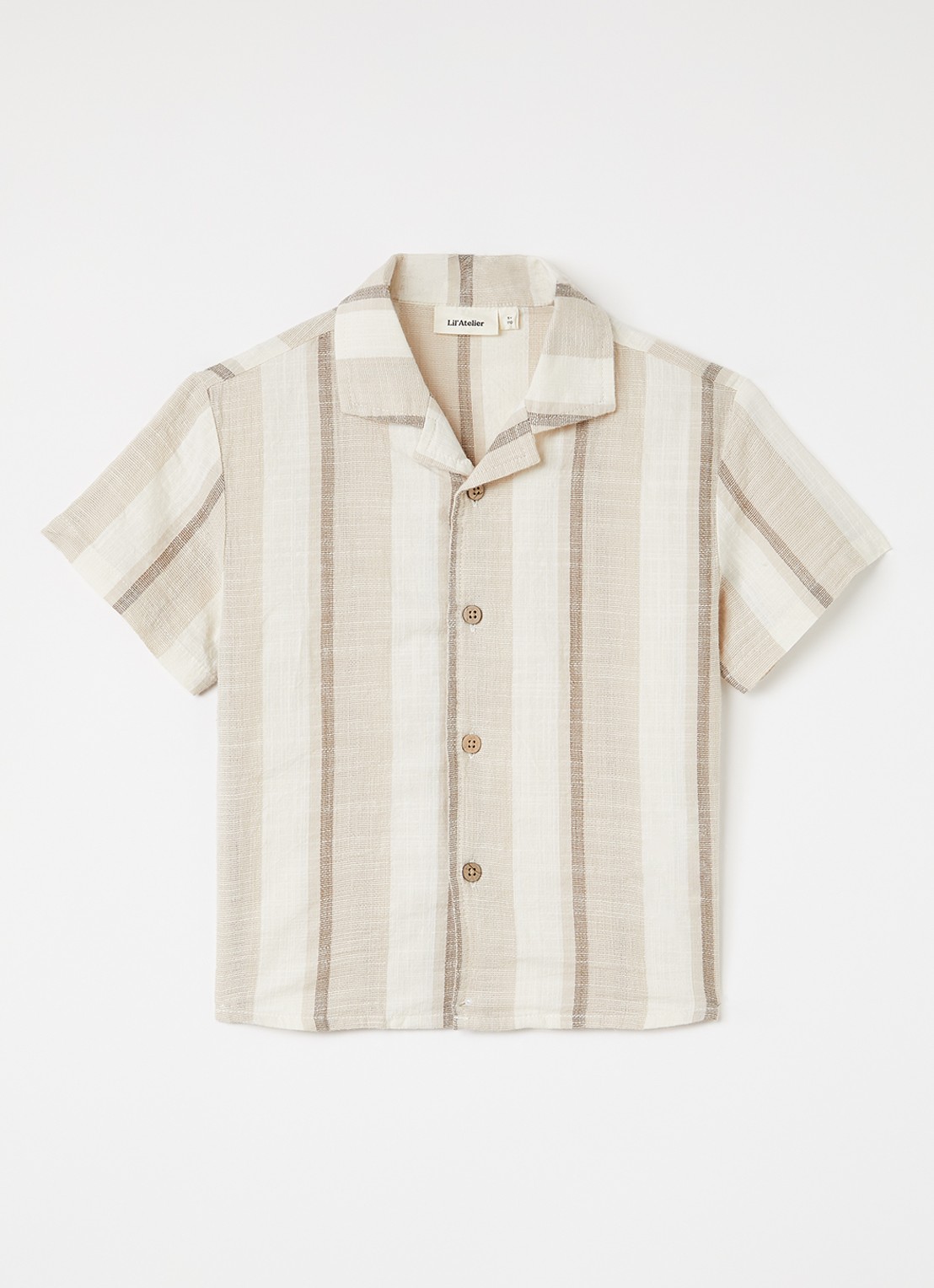 Lil 'Atelier NMMFibert overhemd met streepprint - voorkant beige