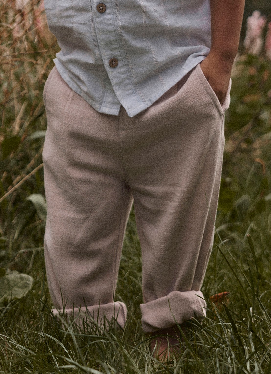 Lil 'Atelier NMMFreddie straight fit pantalon - voorkant 3 beige