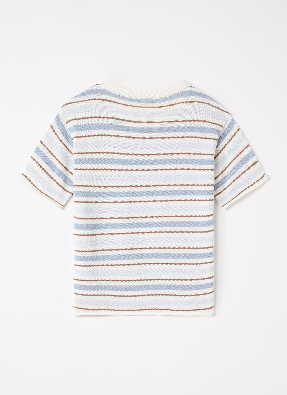 Lil 'Atelier NMMHito fijngebreid T-shirt met streepprint - voorkant 2 lichtblauw