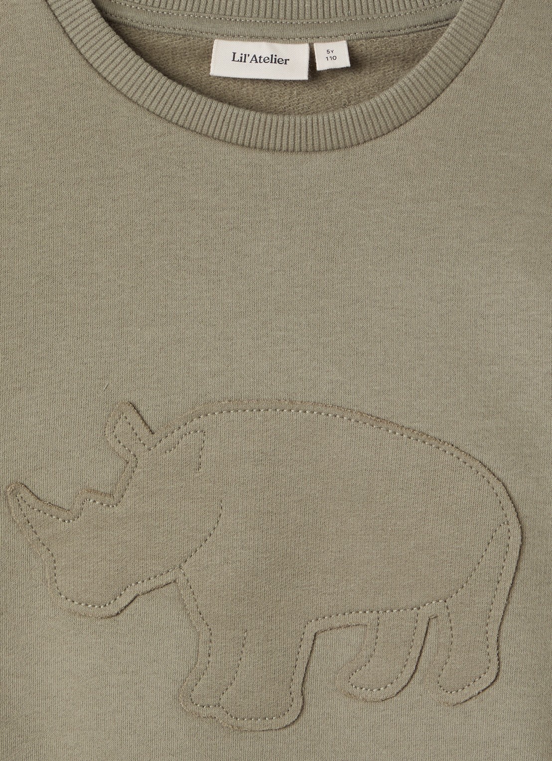Lil 'Atelier NMMILondon sweater met borduring - detail 4 olijfgroen