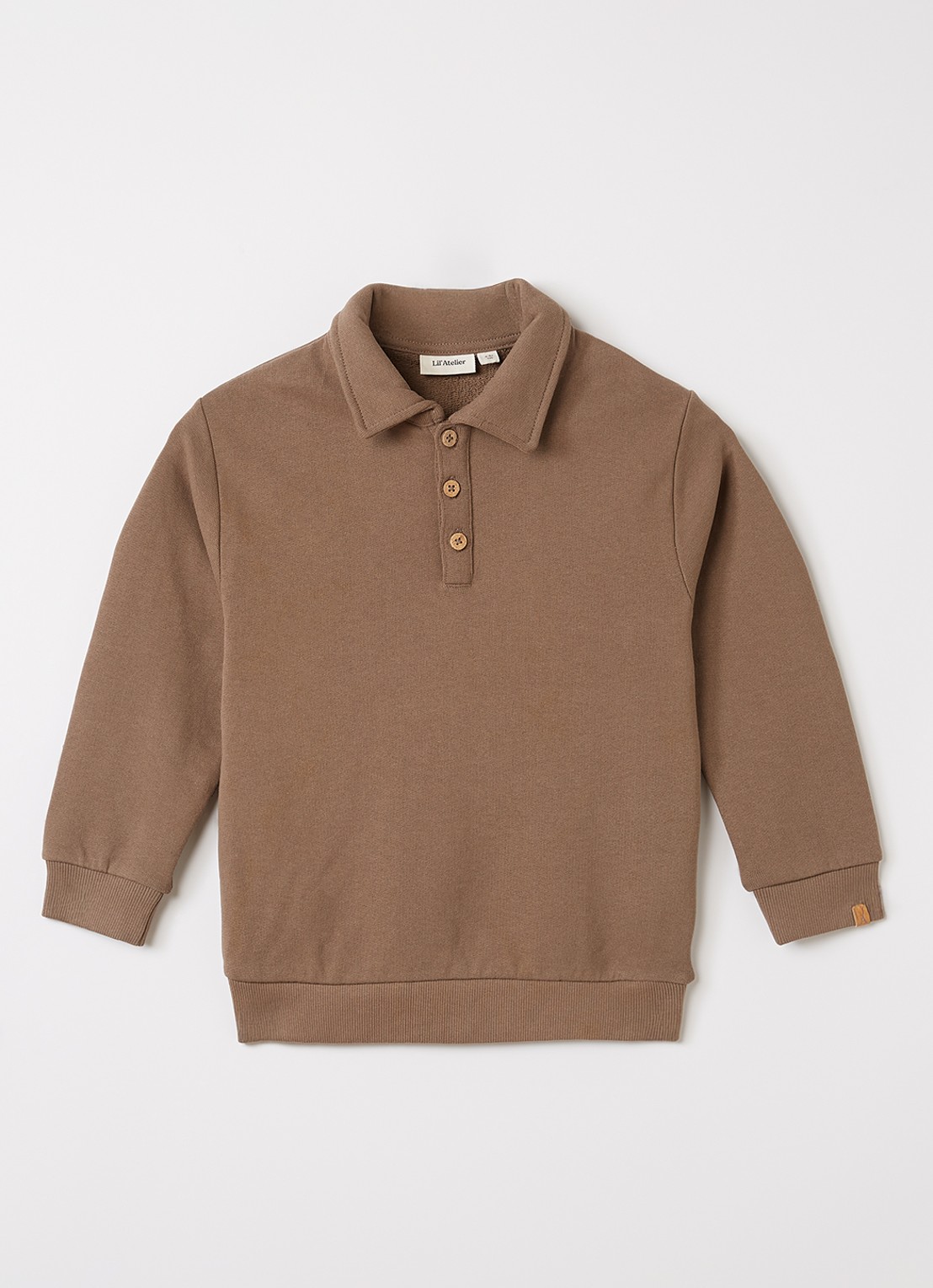 Lil 'Atelier NMMJobo Lio sweater met polokraag - voorkant 2 grijs