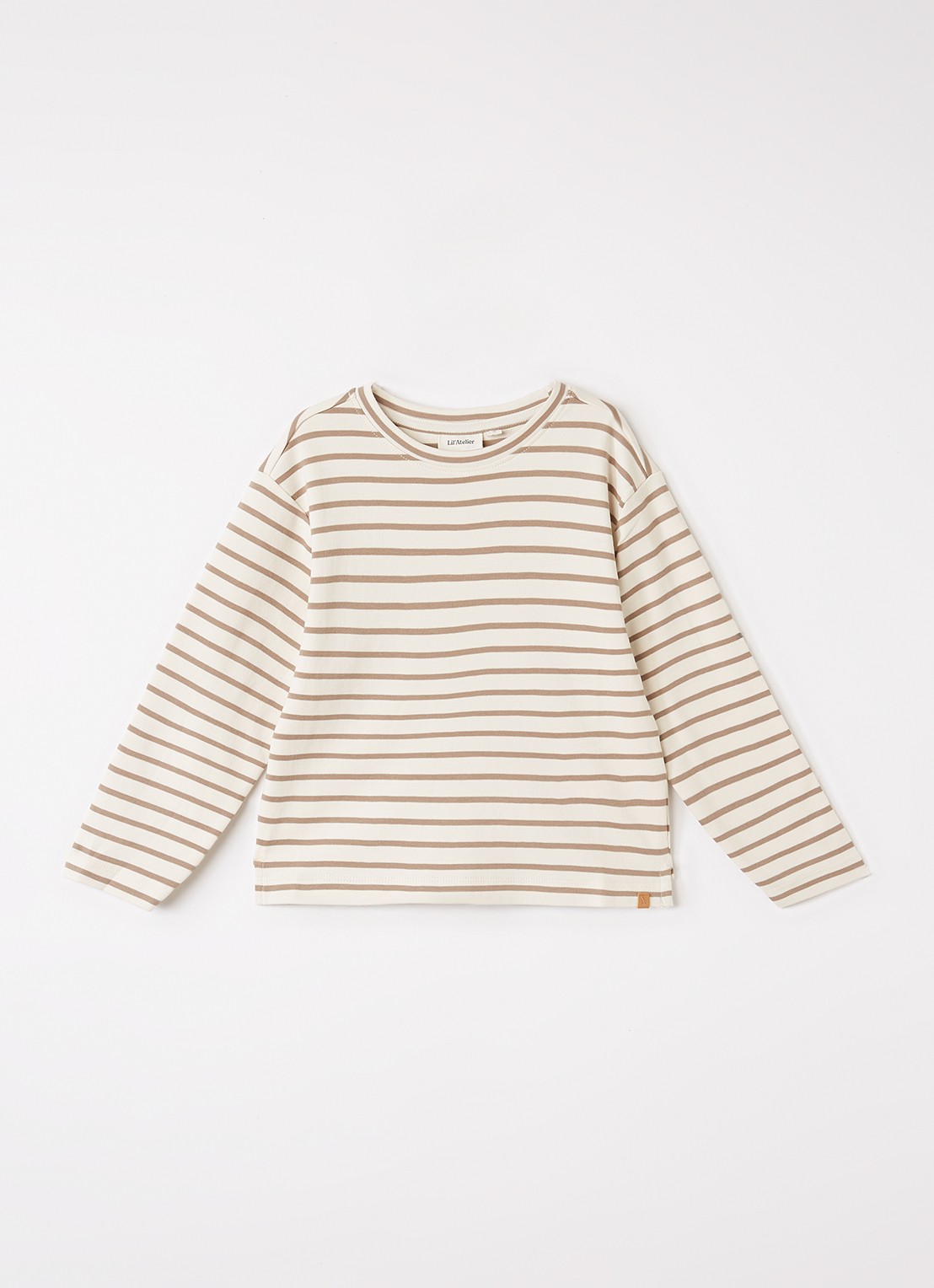 Lil 'Atelier NMMLimia longsleeve met streepprint - voorkant beige