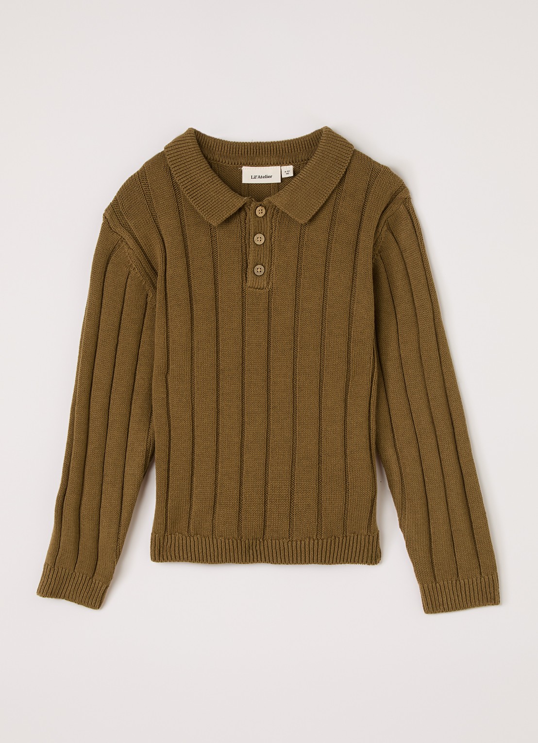 Lil 'Atelier NMMLomon grofgebreide polo - voorkant zand