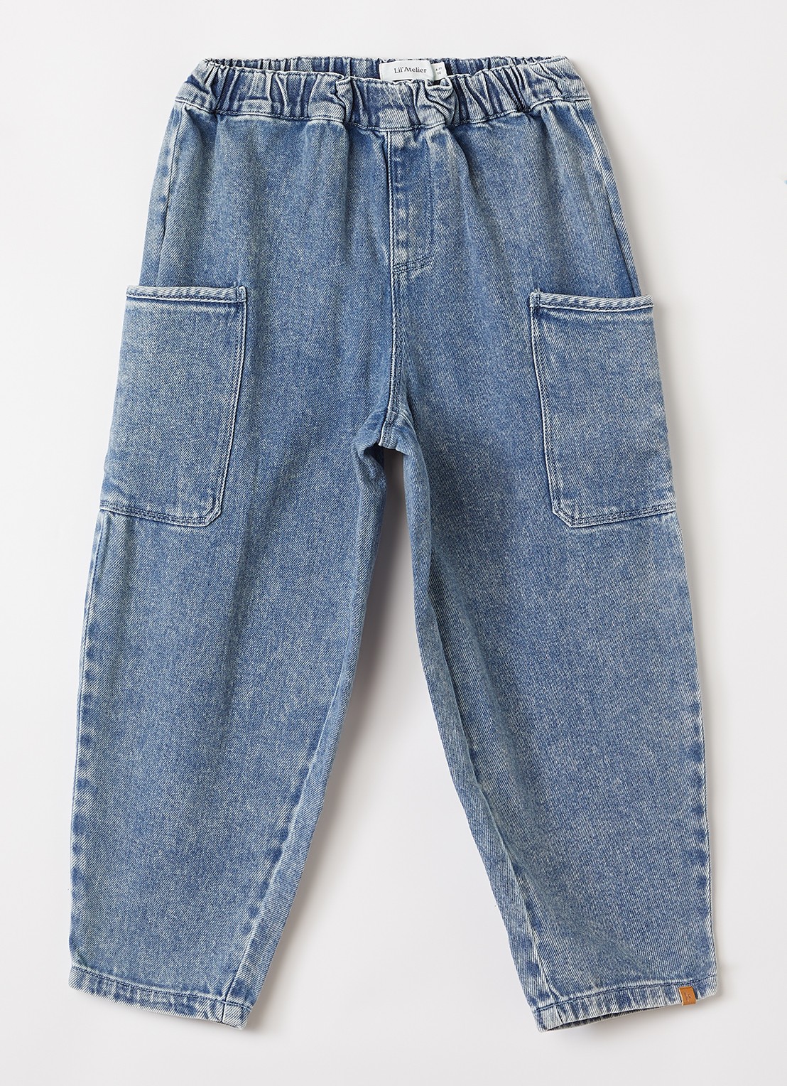 Lil 'Atelier NMMLulia straight leg jeans met medium wassing - voorkant indigo