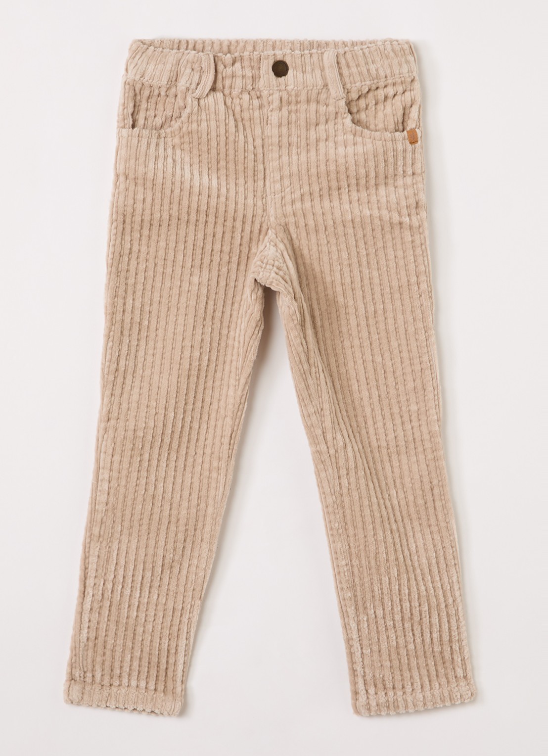 Lil 'Atelier NMMRyan straight fit broek van corduroy - voorkant beige