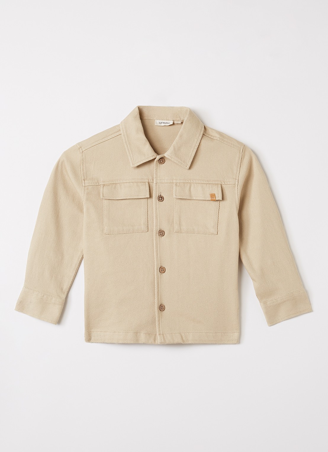 Lil 'Atelier NMMTaru overhemd met borstzakken - voorkant 2 beige