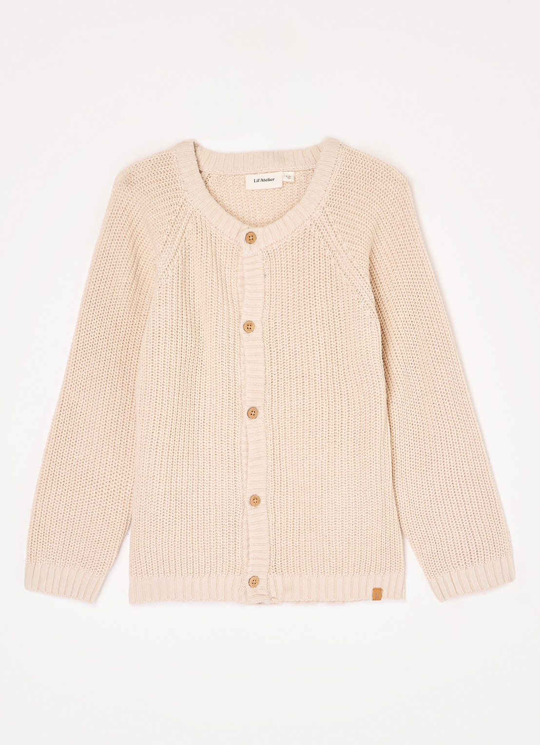 Lil 'Atelier NMNEmlen grofgebreid vest van  katoen - voorkant 2 creme