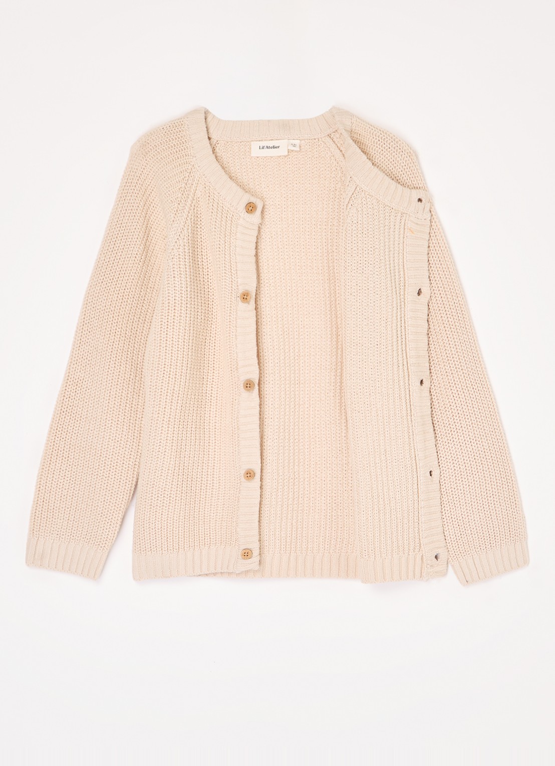 Lil 'Atelier NMNEmlen grofgebreid vest van  katoen - voorkant 3 creme