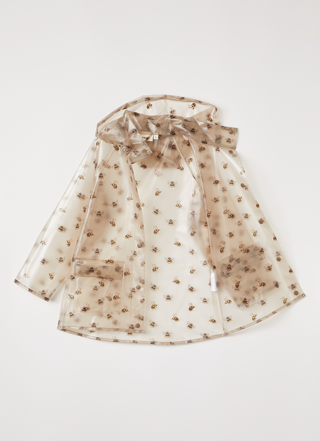 Lil 'Atelier NMNMamio semi-transparante regenjas me print - detail 2 beige