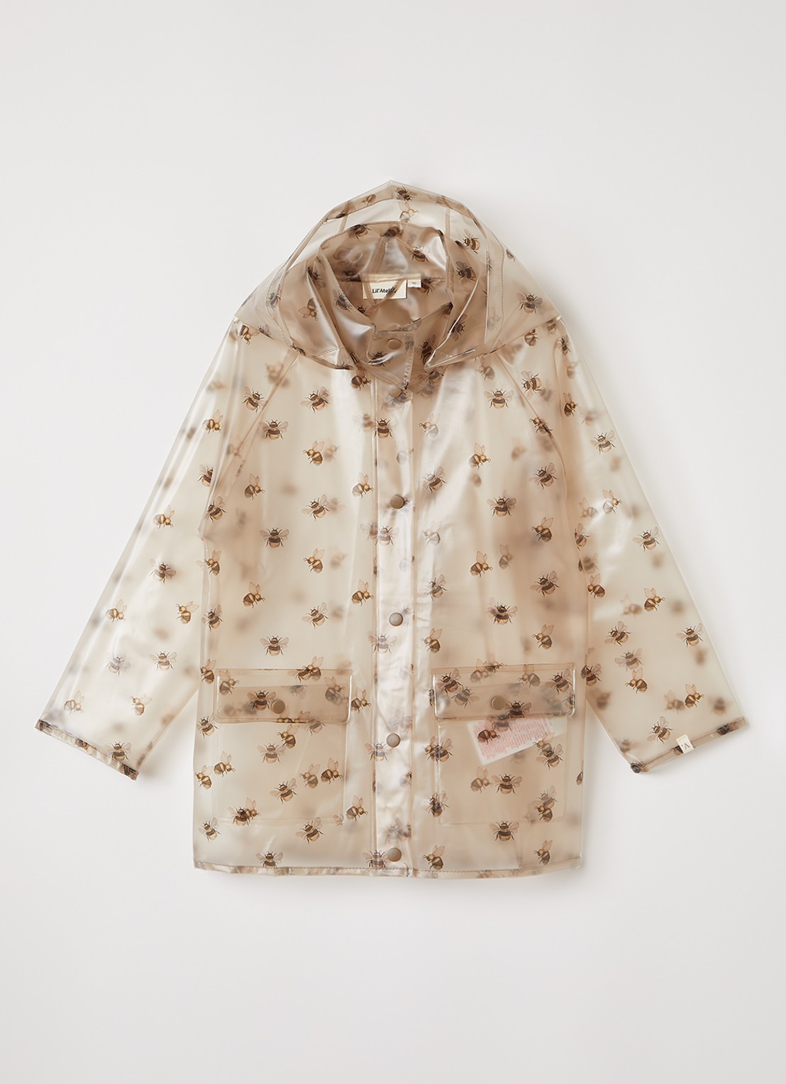 Lil 'Atelier NMNMamio semi-transparante regenjas me print - voorkant 4 beige