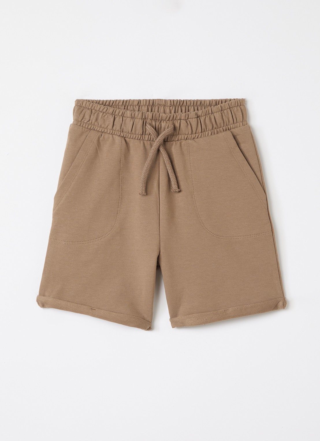 Lil 'Atelier NMNOmas loose fit korte broek met steekzakken - voorkant 2 hazelnootbruin