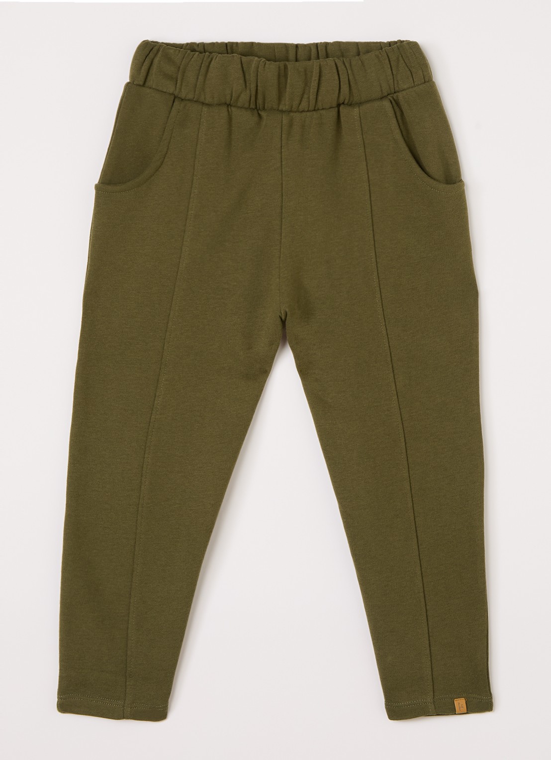 Lil 'Atelier Slim fit joggingbroek met steekzakken - voorkant mosgroen