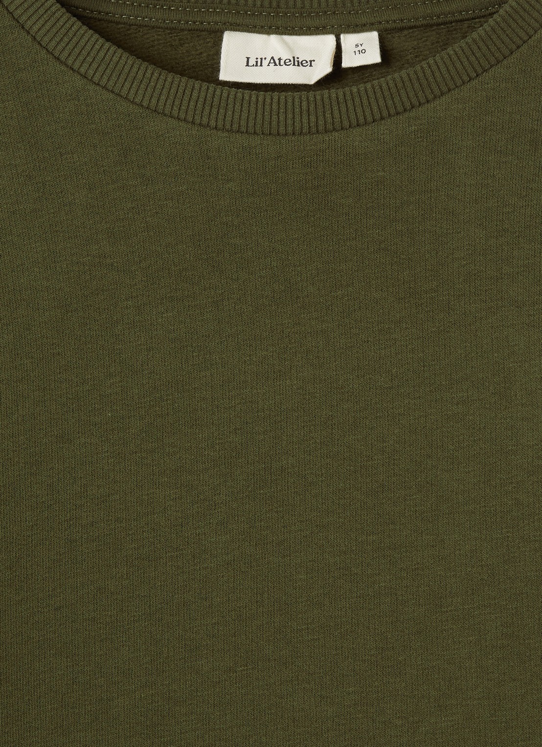 Lil 'Atelier Sweater met ronde hals - detail mosgroen
