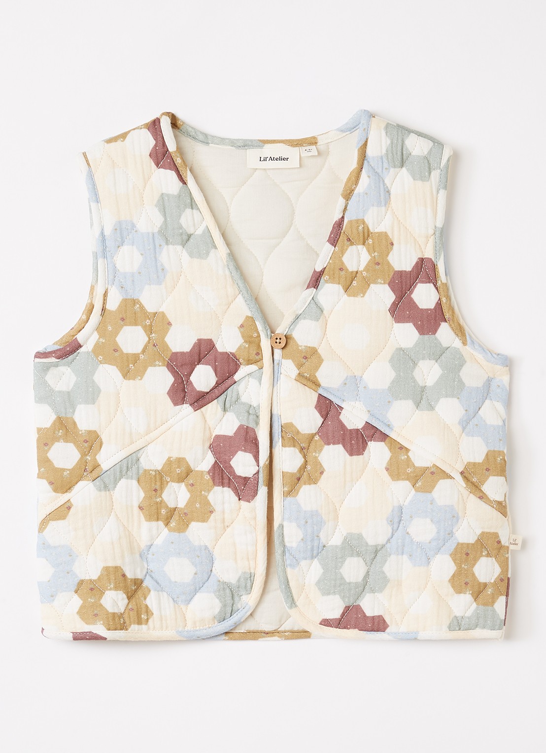 Lil 'Atelier Talia gilet met bloemenprint - voorkant 2 creme