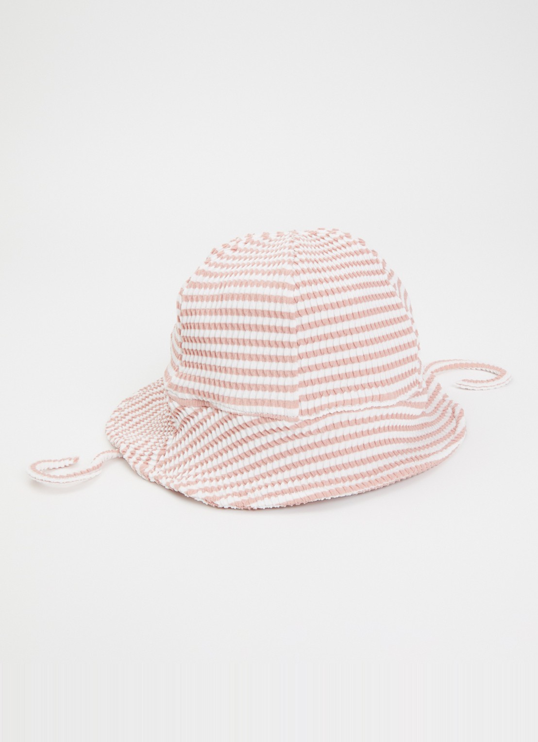 Lil 'Atelier UV bucket hoed met streepdessin  - voorkant 2 lichtroze