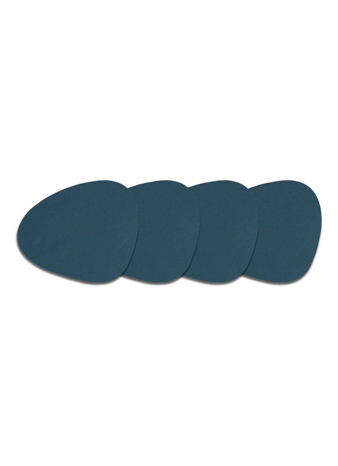LIND DNA Curve Nupo onderzetter van  leer set van 4 - voorkant donkerblauw