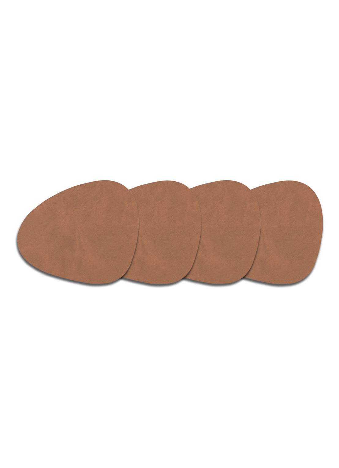 LIND DNA Curve Nupo onderzetter van  leer set van 4 - voorkant bruin