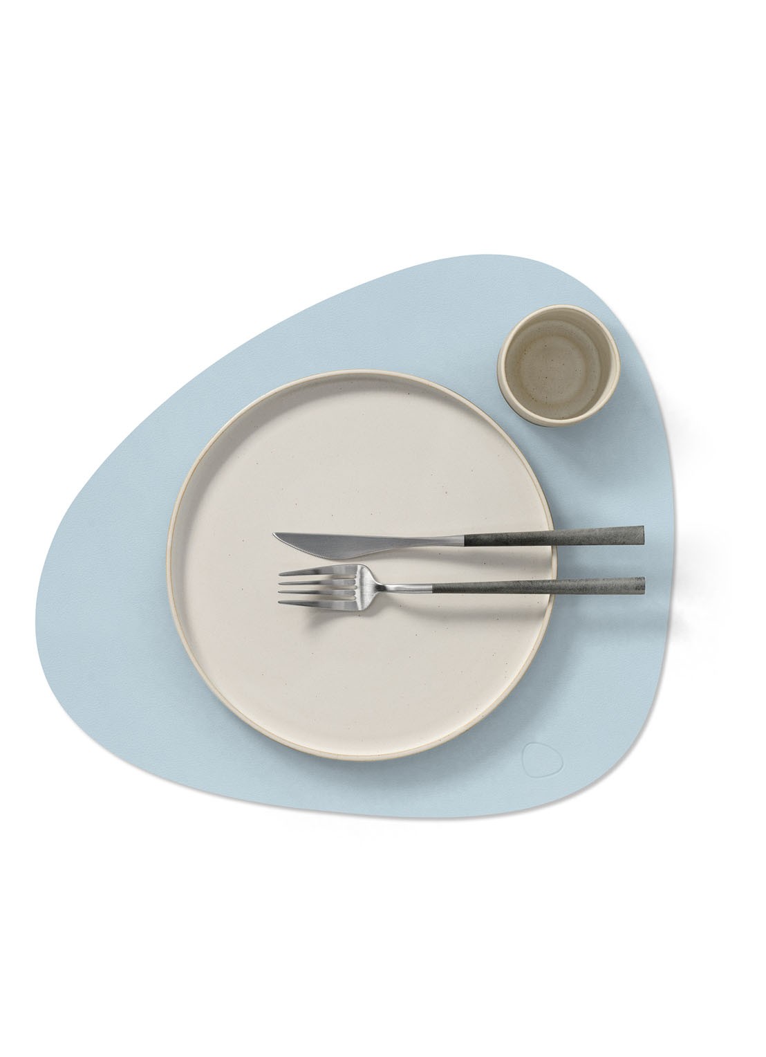 LIND DNA Curve placemat van  leer 37 x 44 cm - voorkant 2 lichtblauw