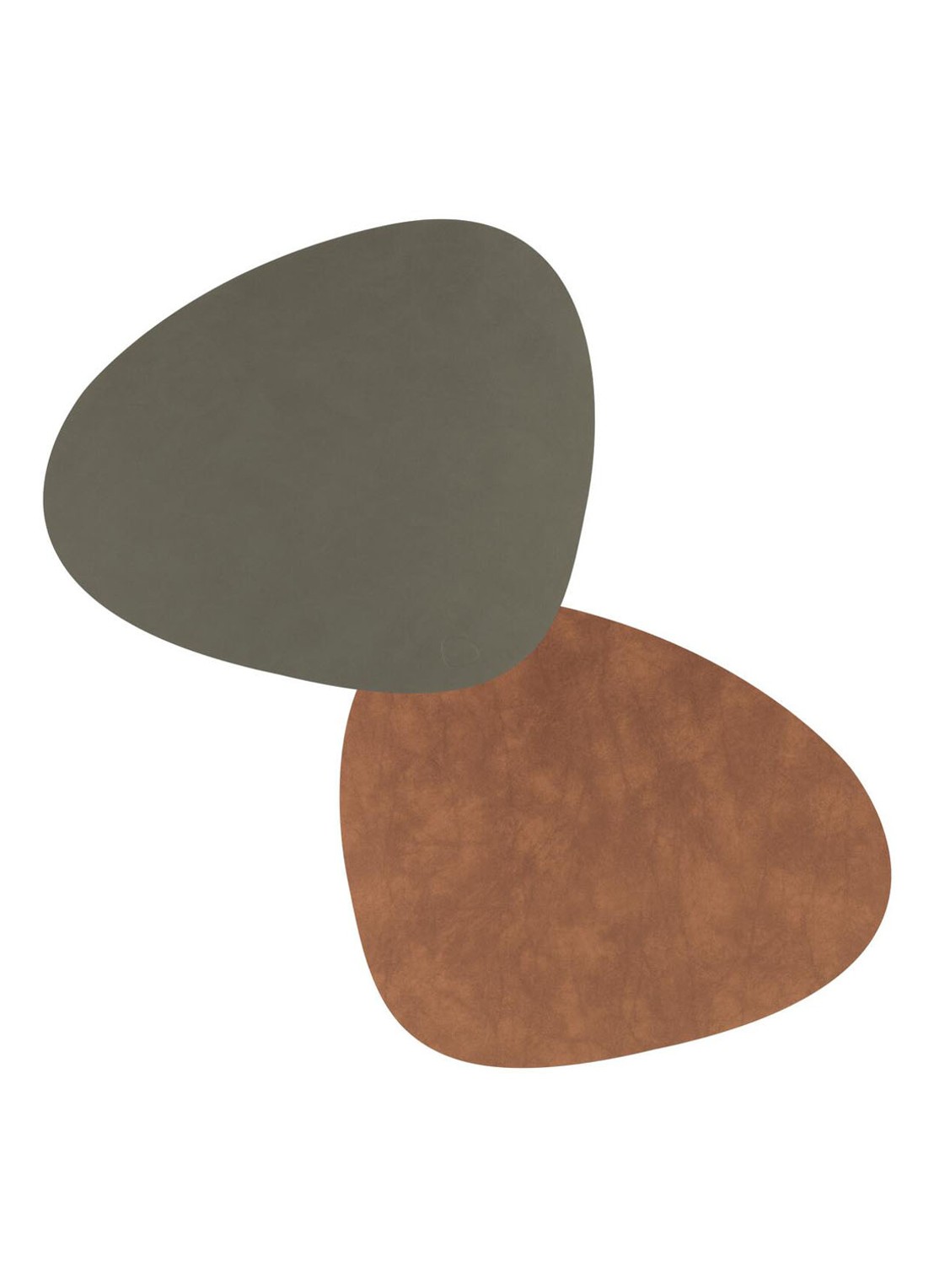 LIND DNA Curve reversible placemat van leer 37 x 44 cm - voorkant 5 olijfgroen