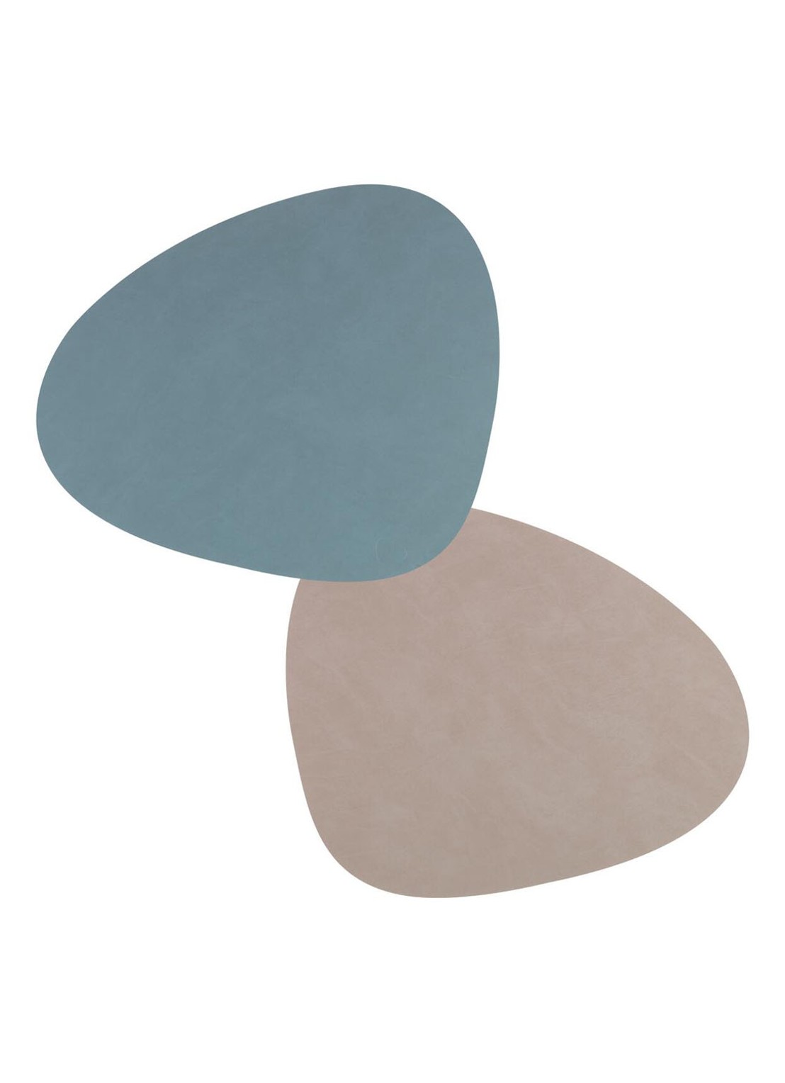 LIND DNA Curve reversible placemat van leer 37 x 44 cm - voorkant 3 lichtblauw